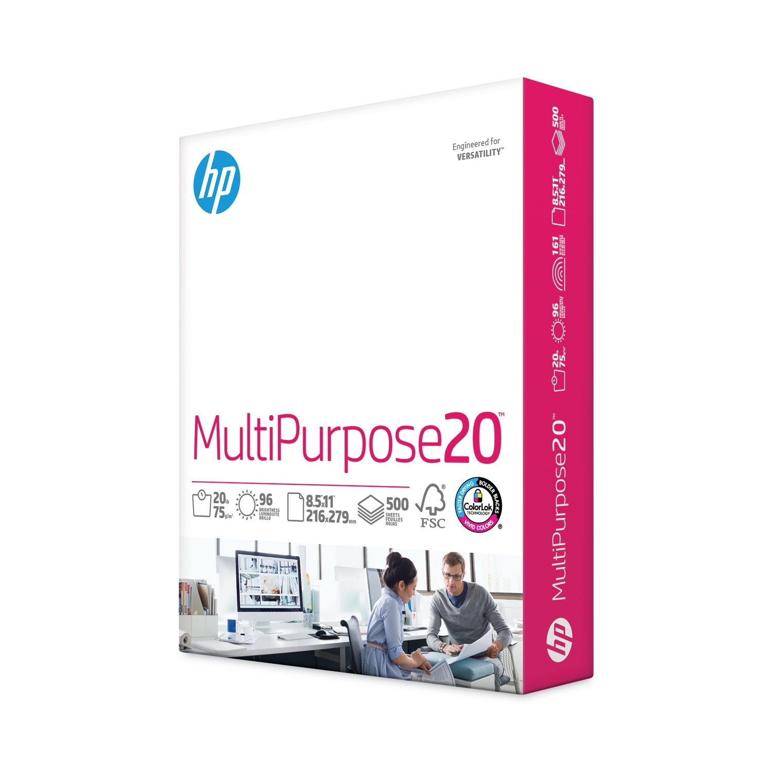 HP Papers MultiPurpose20 Paper, 96 Bright, 20 lb Bond Weight, 8.5 x 11, White, 500/Ream