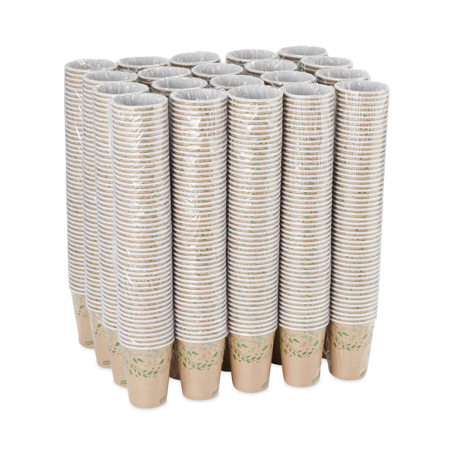 Dixie® EcoSmart Recycled Fiber Hot/Cold Cups, 12 oz, Paper, Kraft/Green, 50/Sleeve, 20 Sleeves/Carton