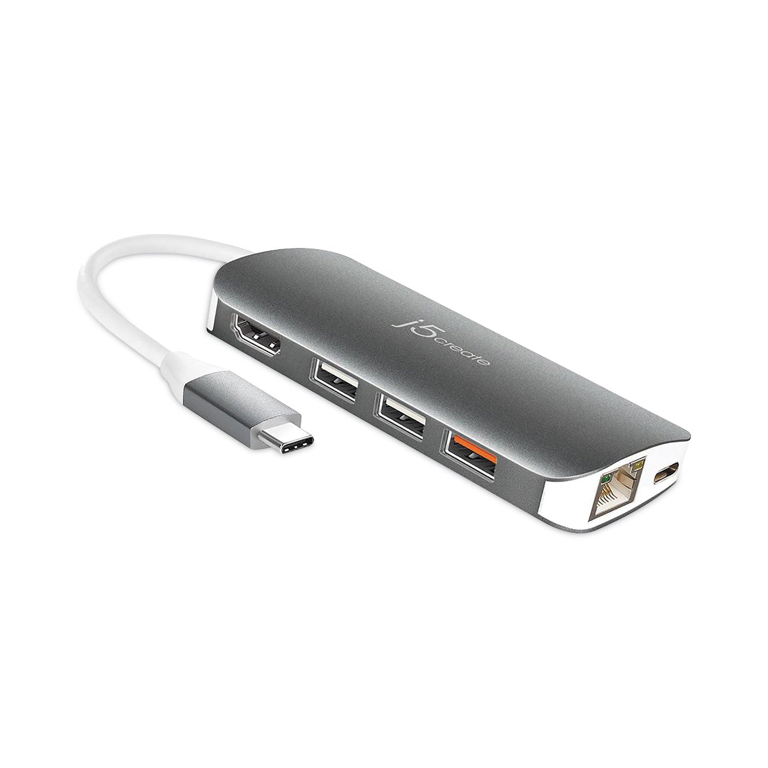 j5create® USB-C Multiport Adapter, Gray/White