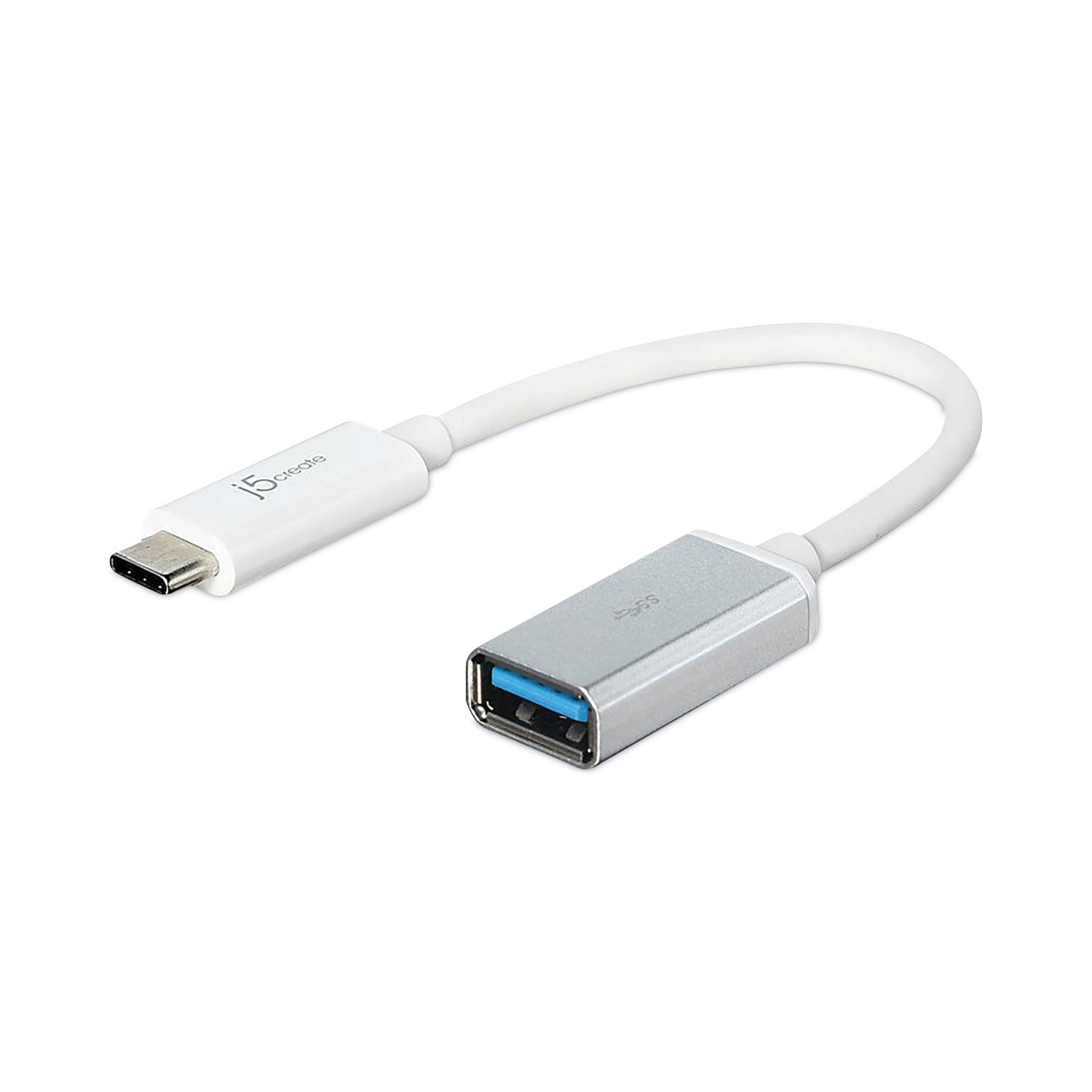 USB-C to USB Adapter | 4", Silver/White