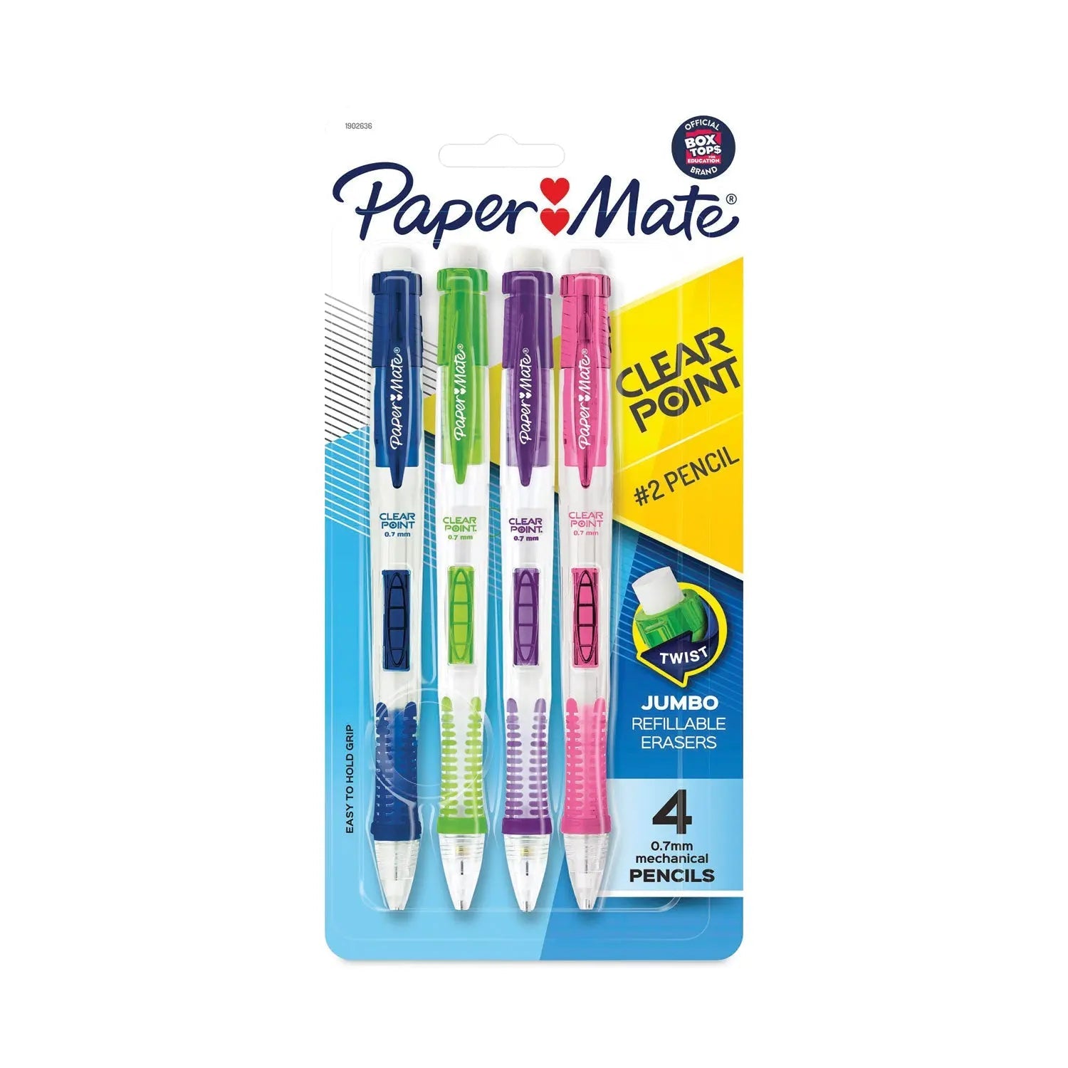Paper Mate® Clear Point Mechanical Pencil, 0.7 mm, HB (#2), Black Lead, Assorted Barrel Colors, 4/Pack