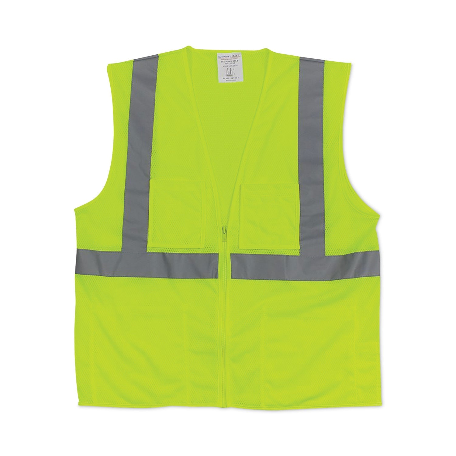 ANSI Class 2 Two-Pocket Zipper Mesh SafetyVest