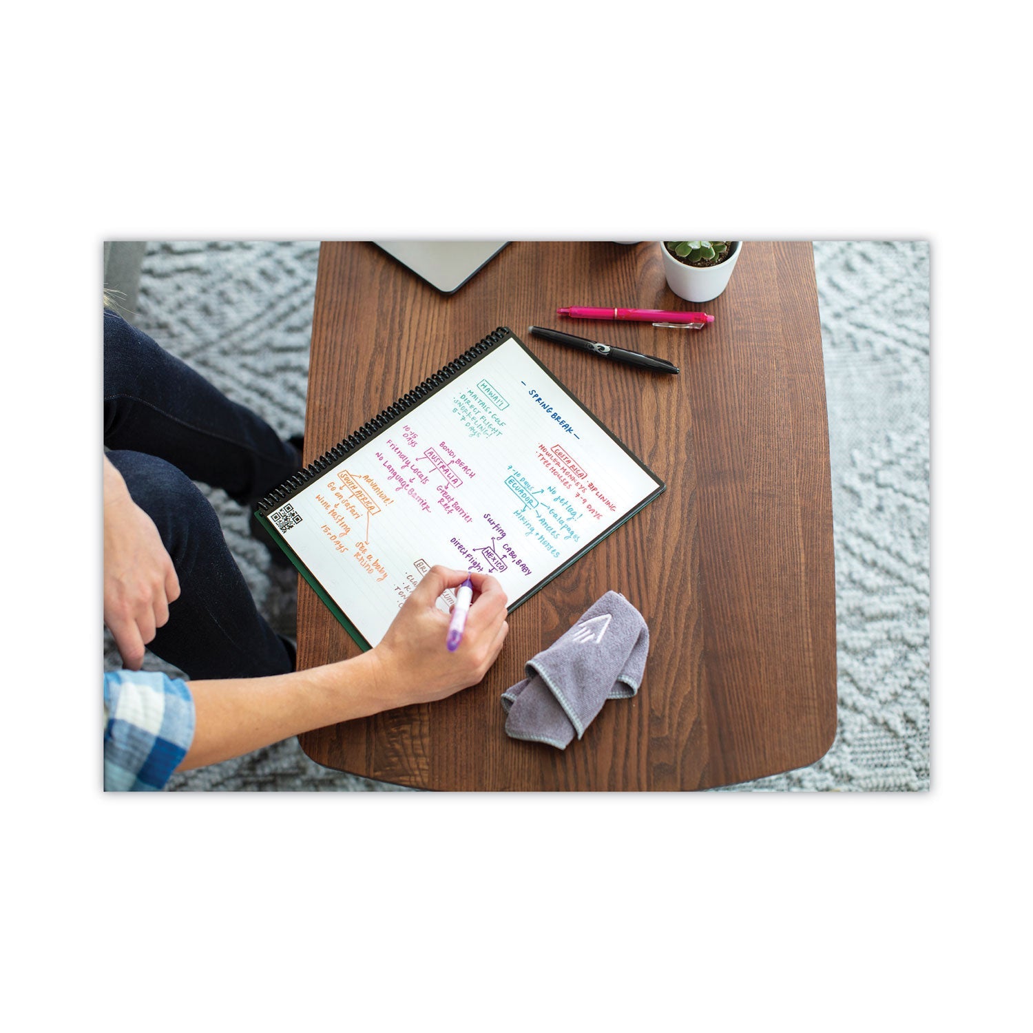 Rocketbook Core Smart Notebook, Medium/College Rule, Black Cover, (16) 11 x 8.5 Sheets - Bloom Skins