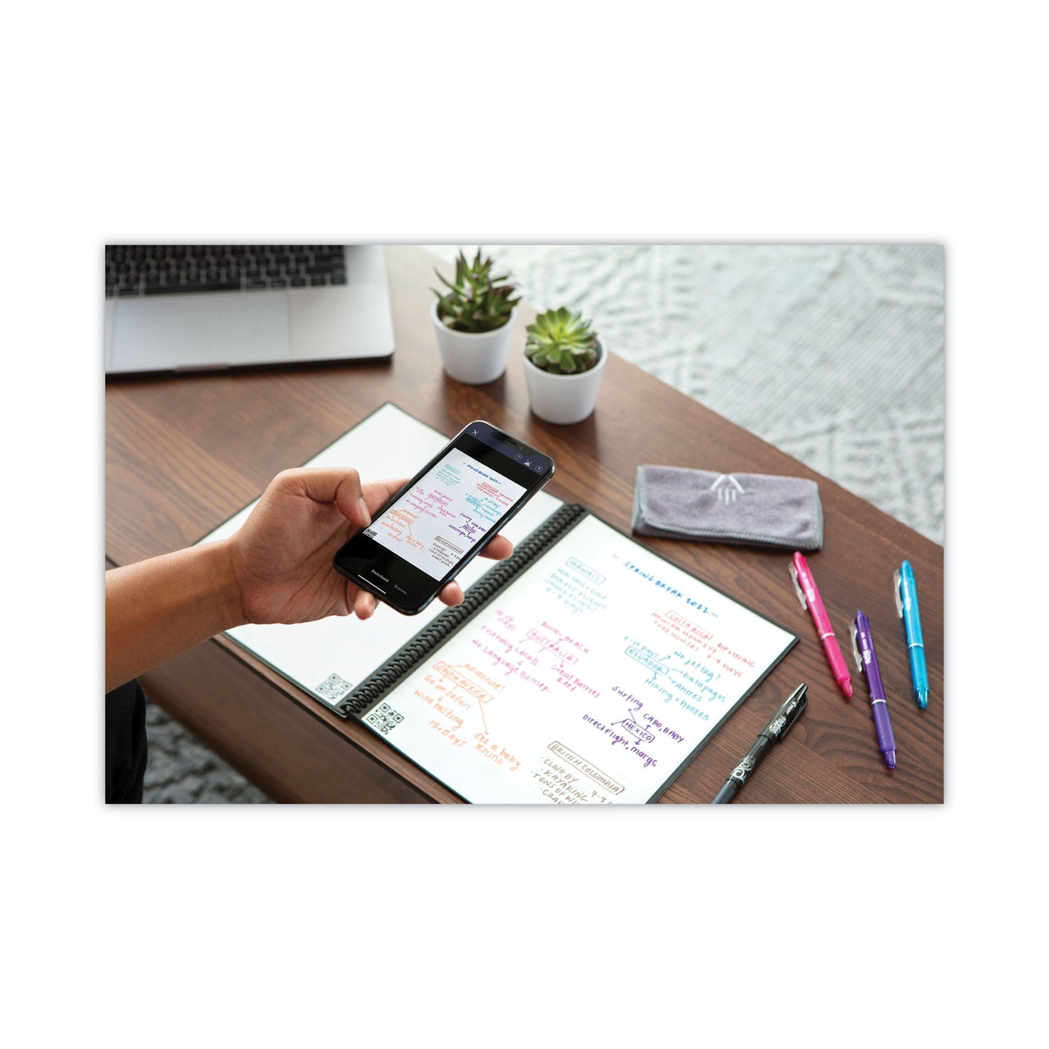 Rocketbook Core Smart Notebook, Medium/College Rule, Black Cover, (16) 11 x 8.5 Sheets - Bloom Skins