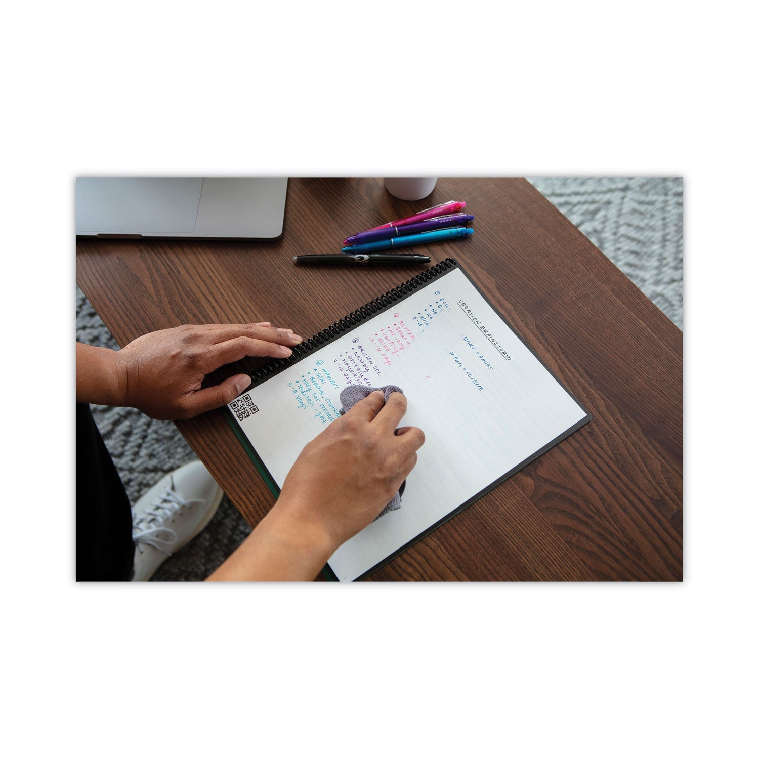 Rocketbook Core Smart Notebook, Medium/College Rule, Black Cover, (16) 11 x 8.5 Sheets - Bloom Skins