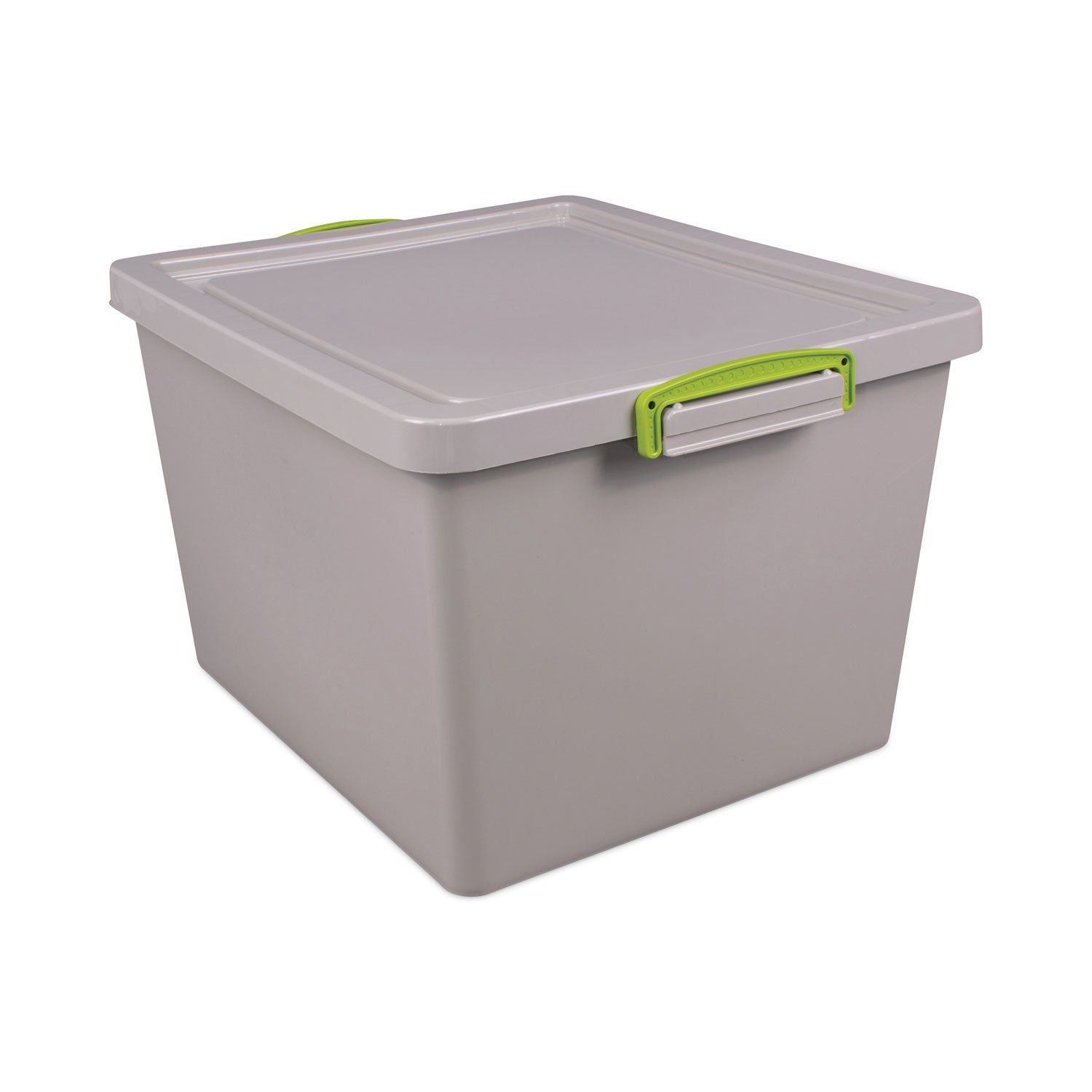 Latch Lid Storage Tote | 35.4 Qt | Dove Gray/Green