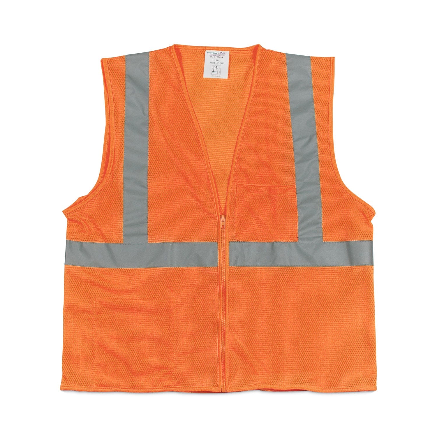 Zipper Safety Vest | Large | Hi-Viz Orange