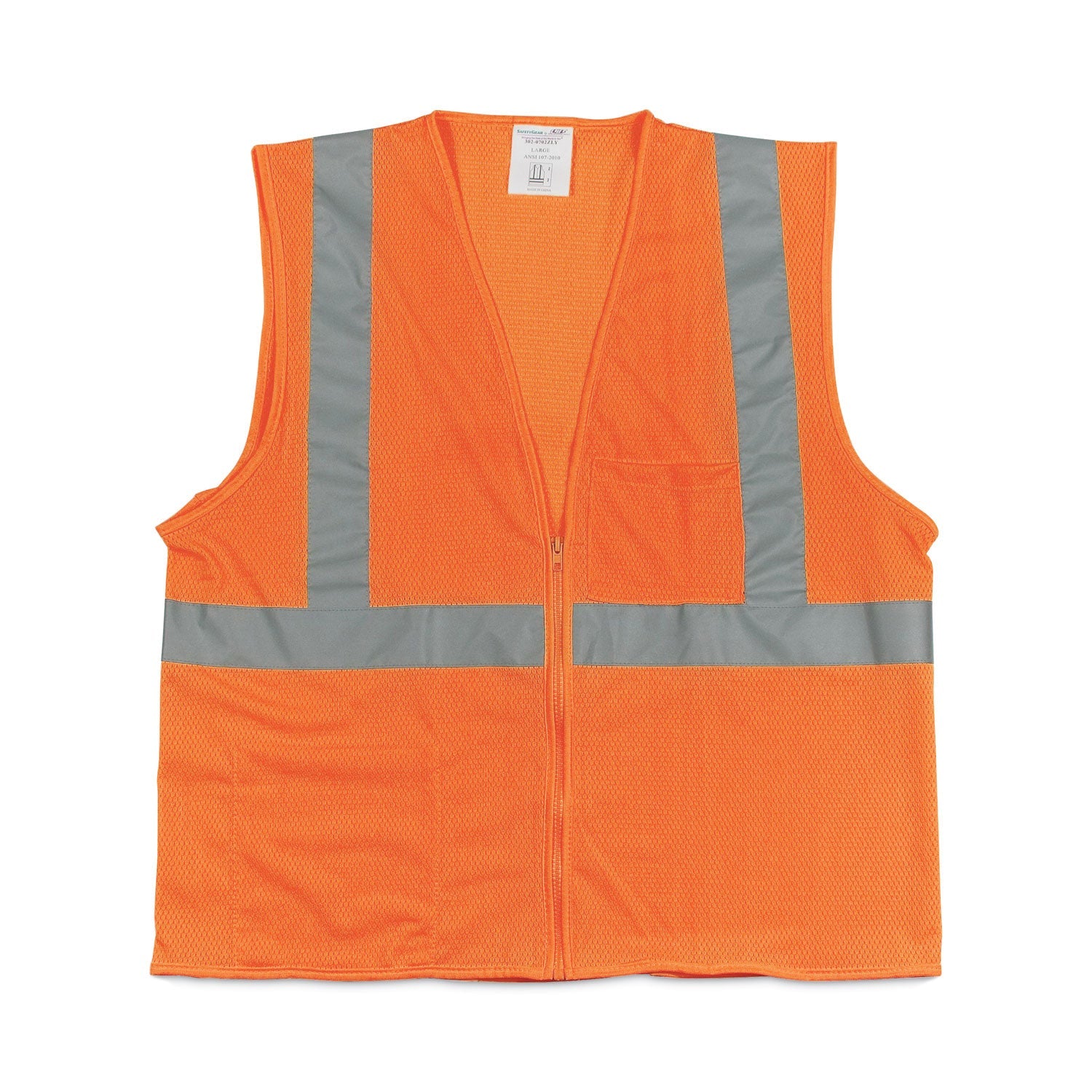 Zipper Safety Vest | X-Large | Hi-Viz Orange