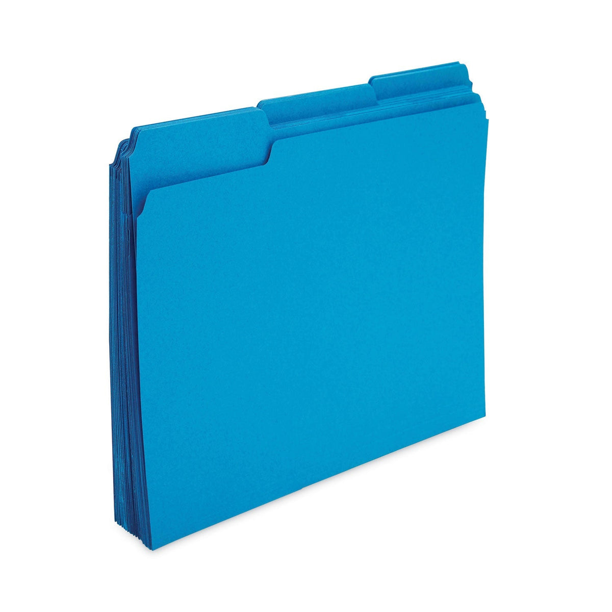 TRU RED™ Reinforced Top Tab File Folders, 1/3-Cut Tabs: Assorted, Letter Size, 10.5-pt Stock, Blue, 24/Pack