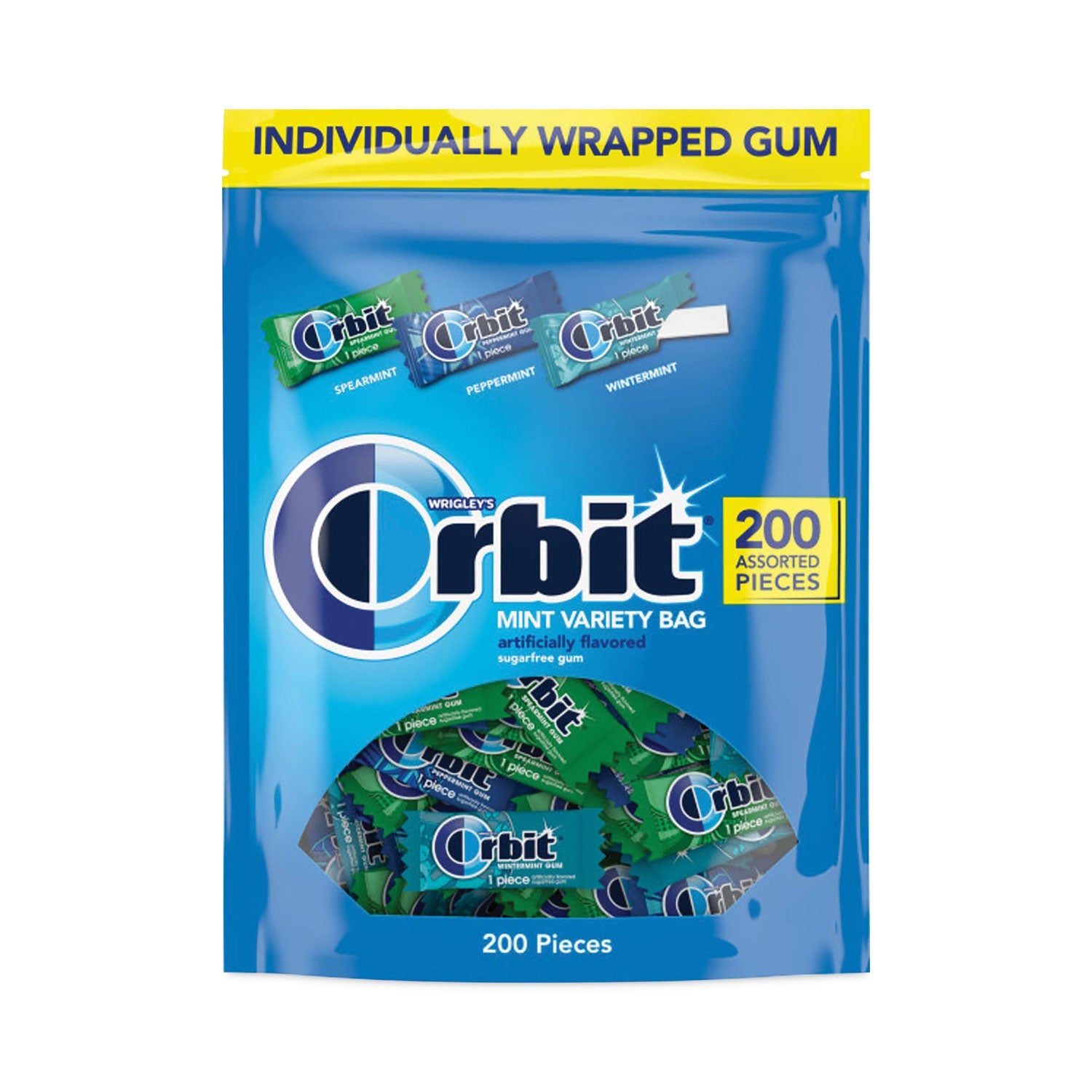Orbit® Sugar-Free Chewing Gum, Spearmint/Peppermint/Wintermint, 200 Pieces/Pack