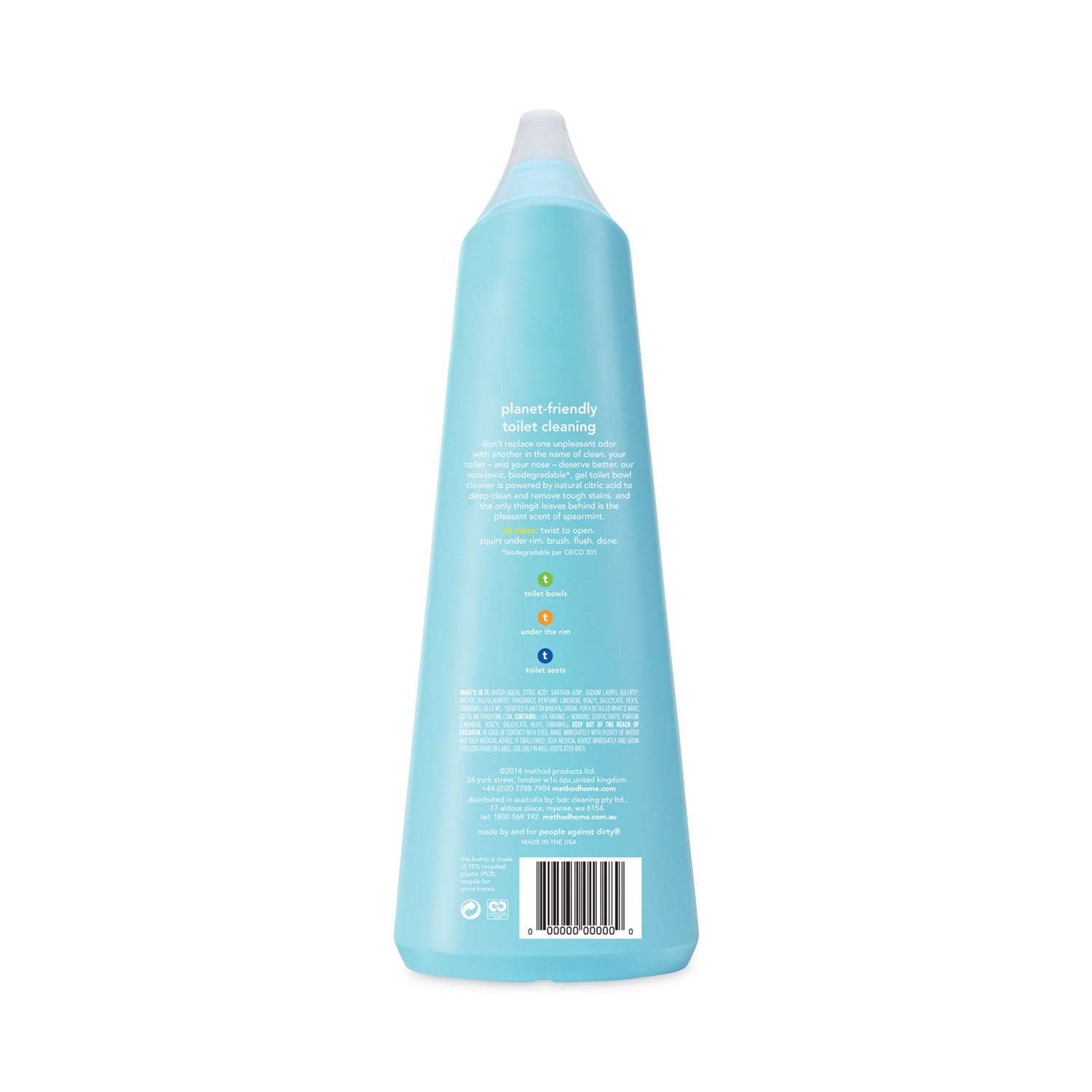 Method® Antibacterial Toilet Cleaner, Spearmint, 24 Oz Bottle