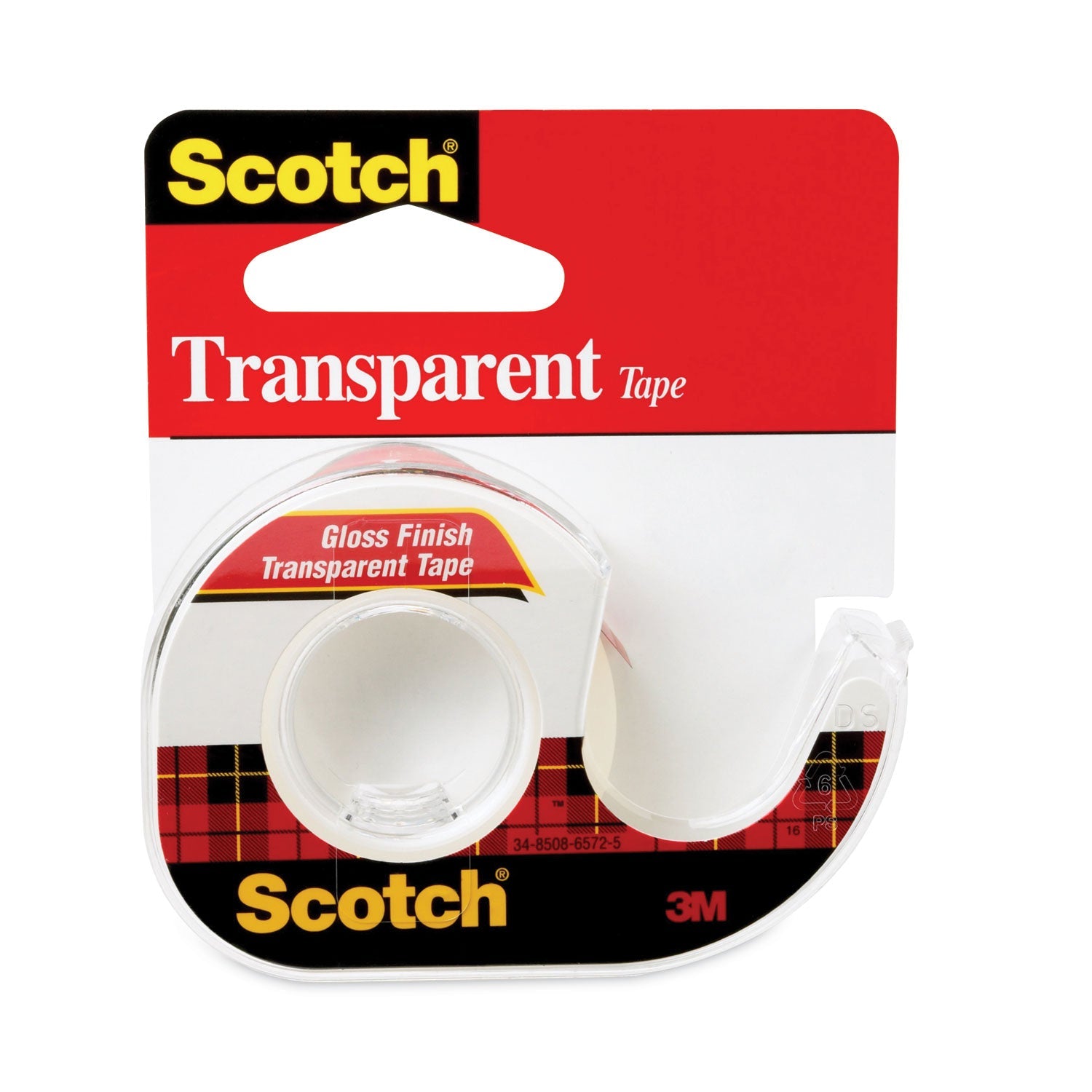Scotch® Transparent Tape In Handheld Dispenser, 1" Core, 0.5" X 37.5 Ft, Transparent