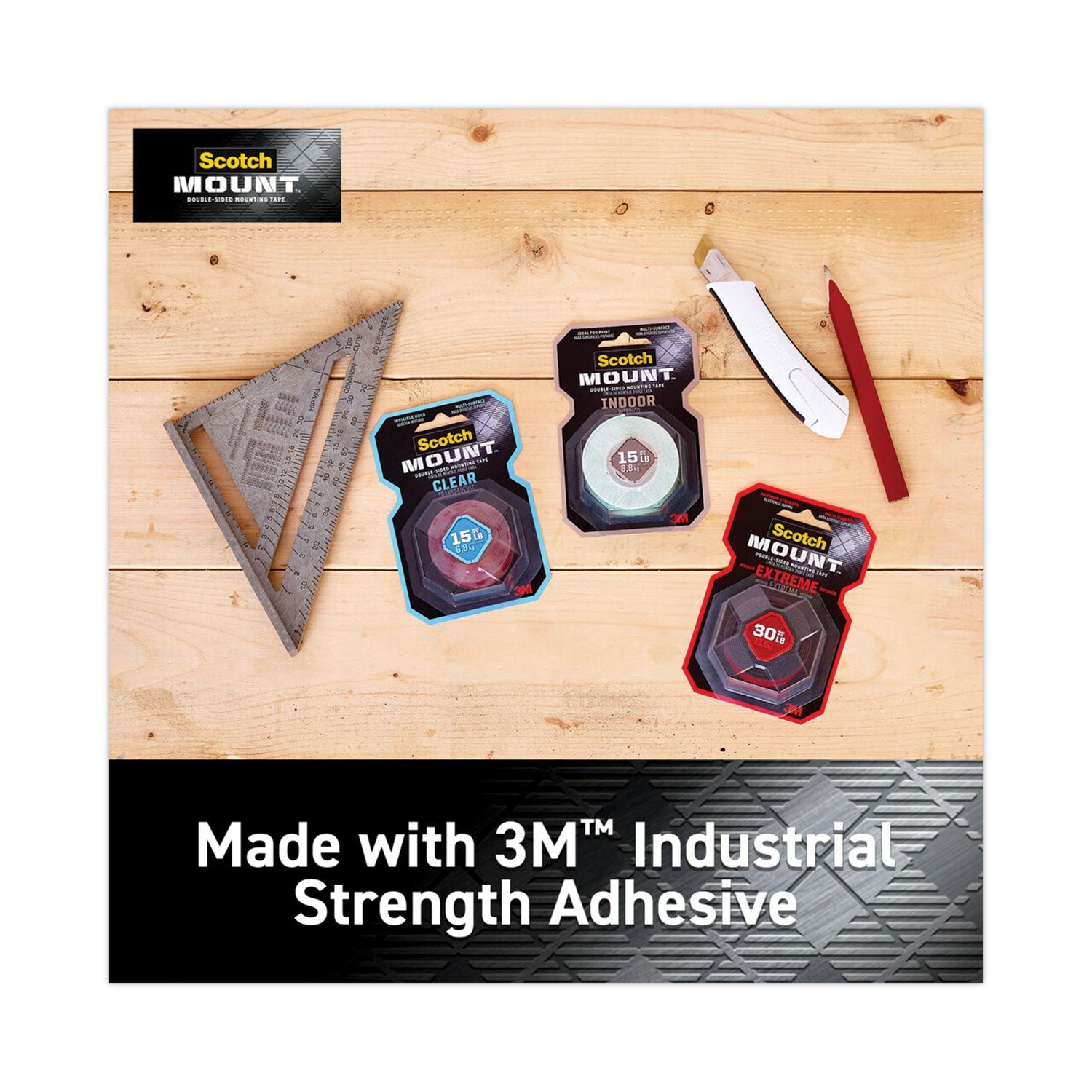 Scotch® Permanent Clear Mounting Tape, Holds Up To 15 Lbs, 1 X 60, Clear