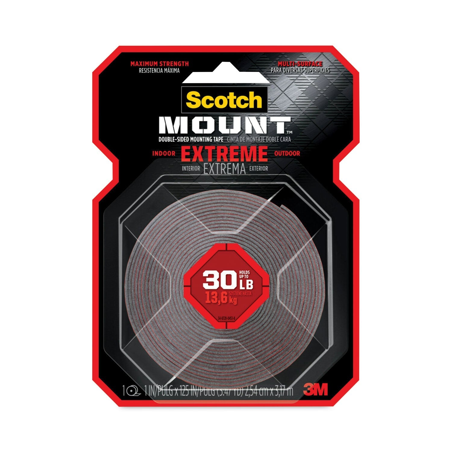 Scotch® Extreme Mounting Tape, Holds Up To 30 Lbs, 1 X 60, Black