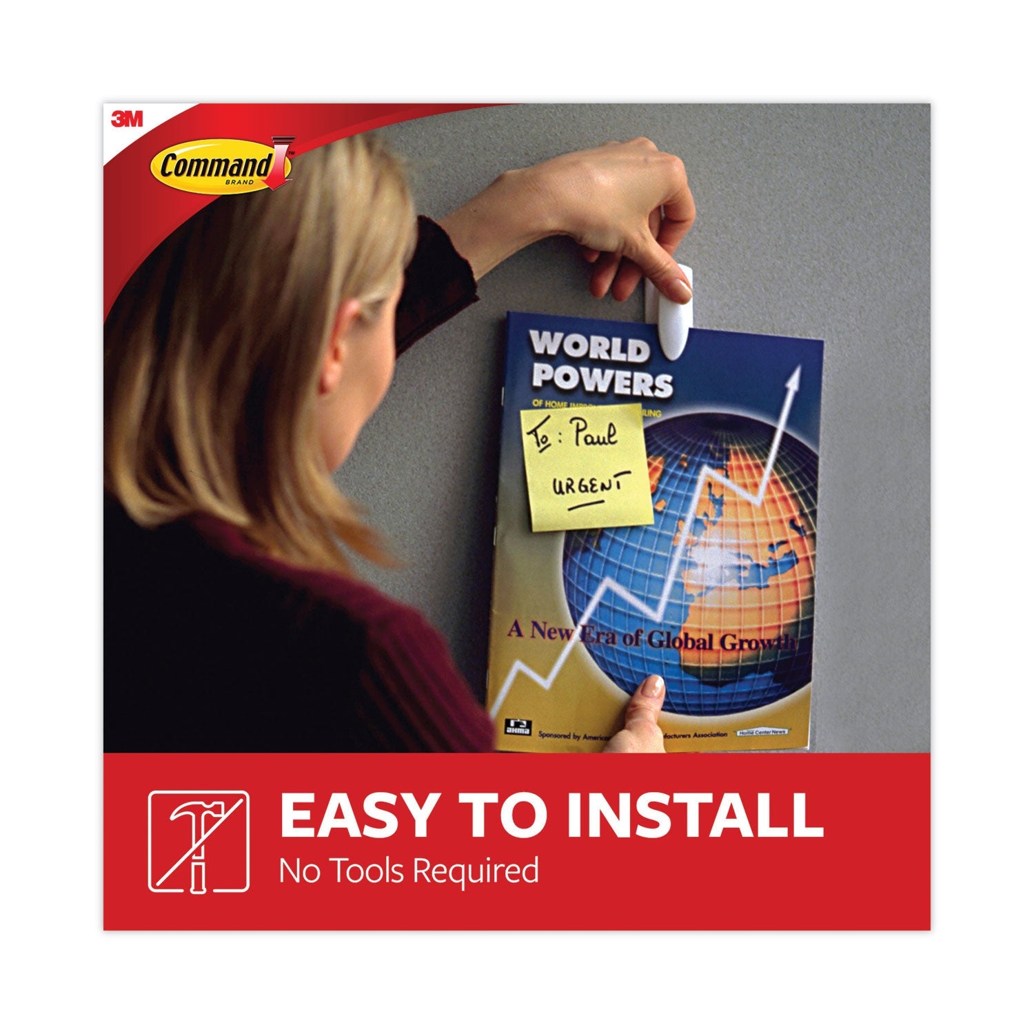 Command™ Spring Hook, Plastic, White, 0.25 lb Capacity, 1 Hook and 2 Strips/Pack