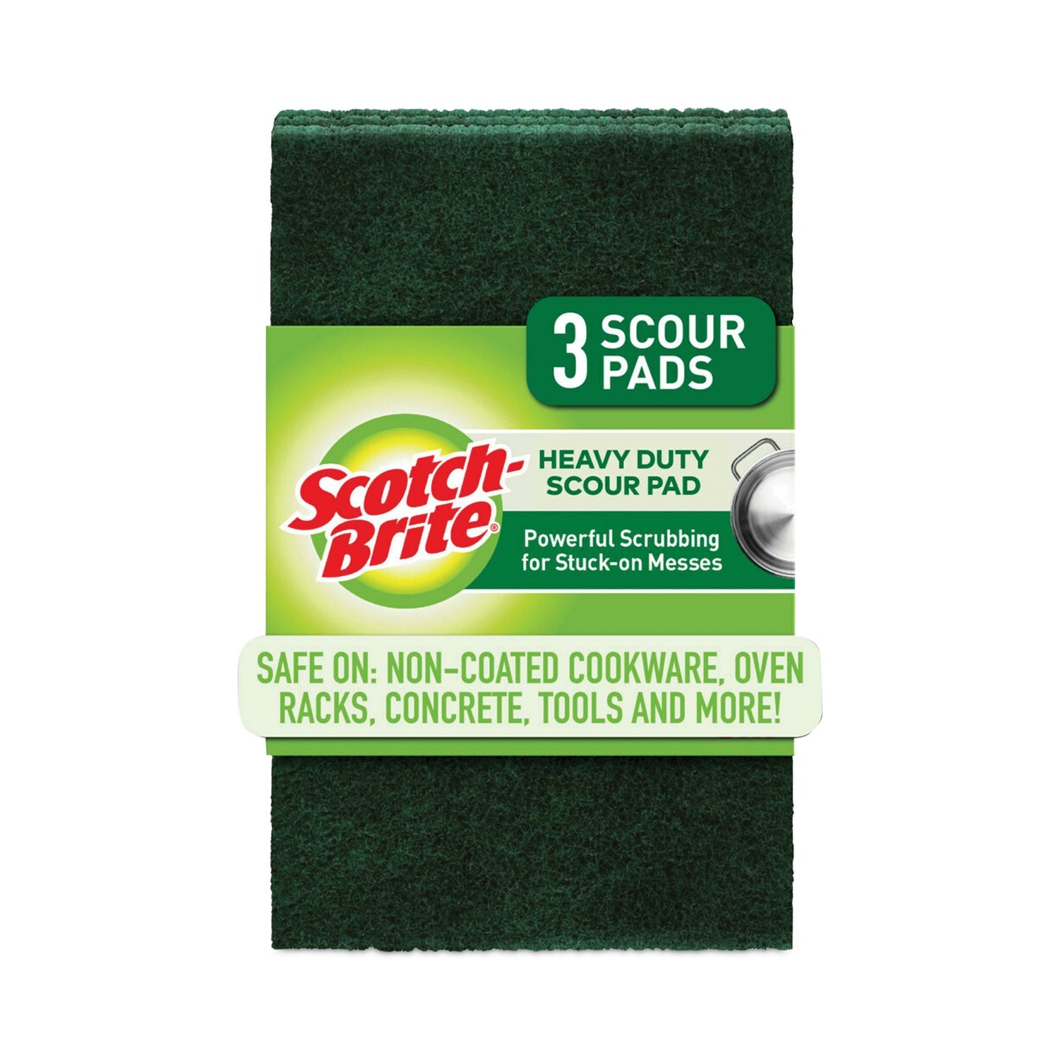 Scotch-Brite® Heavy-Duty Scour Pad, 3.8 X 6, Green, 10/carton