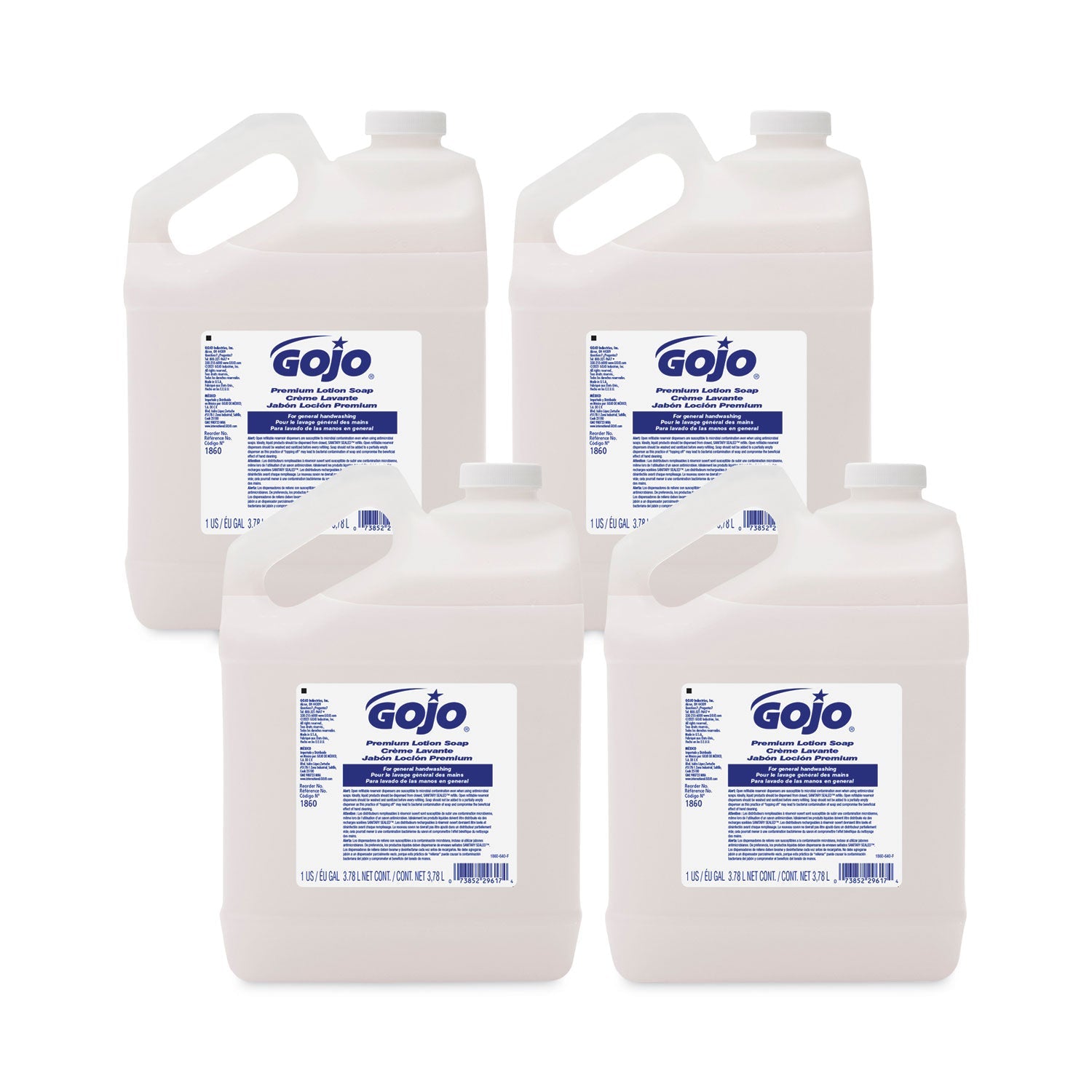 GOJO® White Premium Lotion Soap Refill, Waterfall Scent, 1 gal, 4/Carton