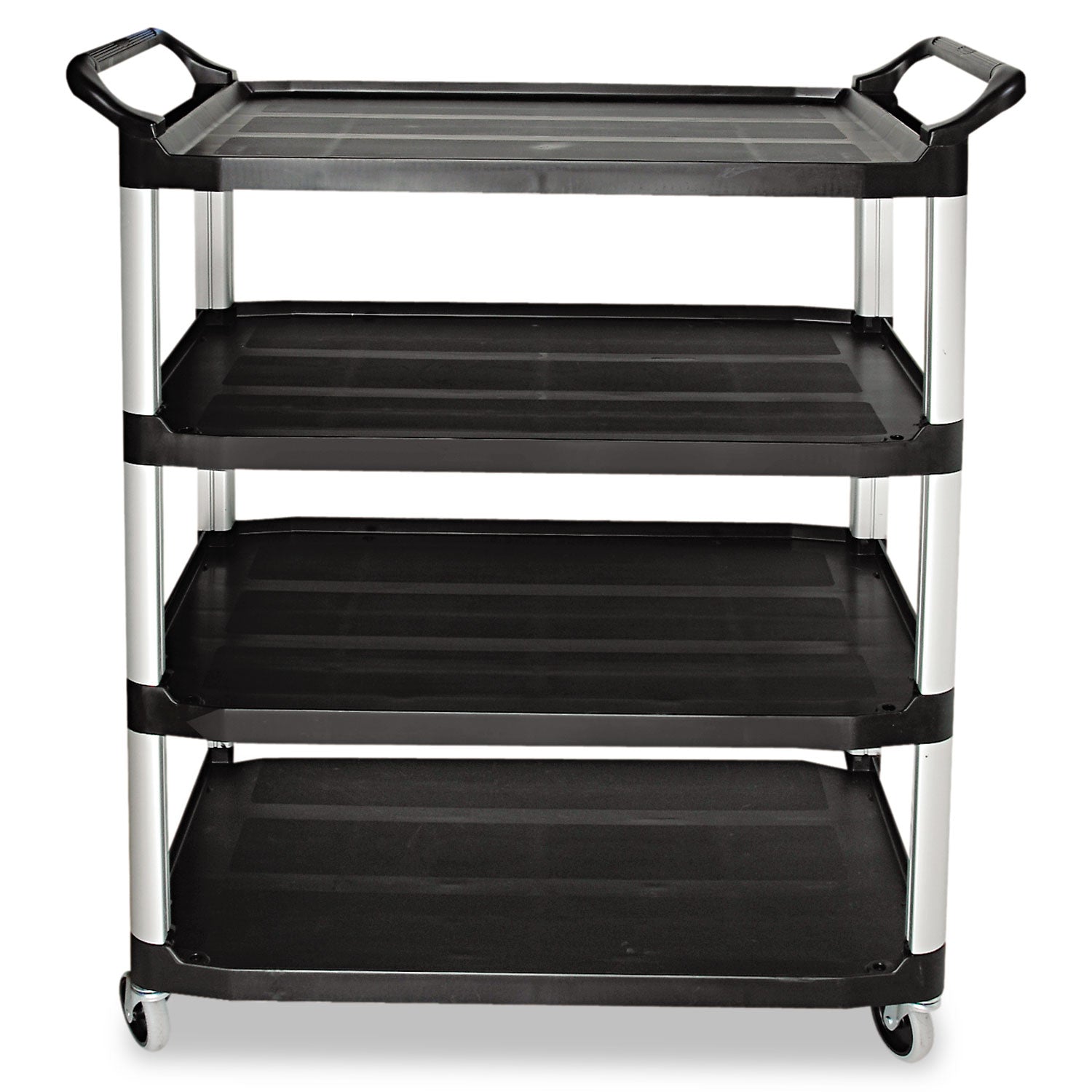 Xtra Utility Cart | Open Sides, 4-Shelf, Black