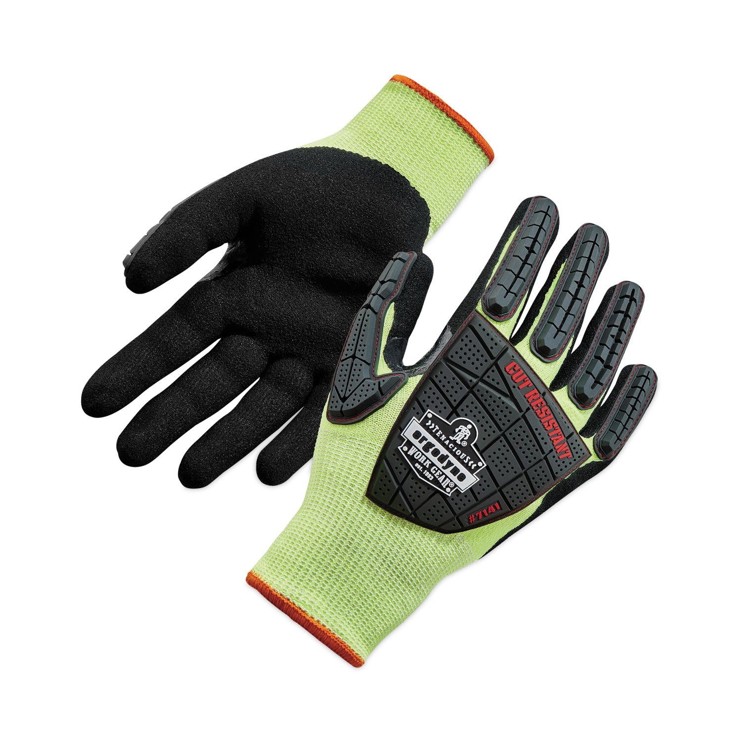 ergodyne® ProFlex 7141 ANSI A4 DIR Nitrile-Coated CR Gloves, Lime, Large, 72 Pairs/Pack