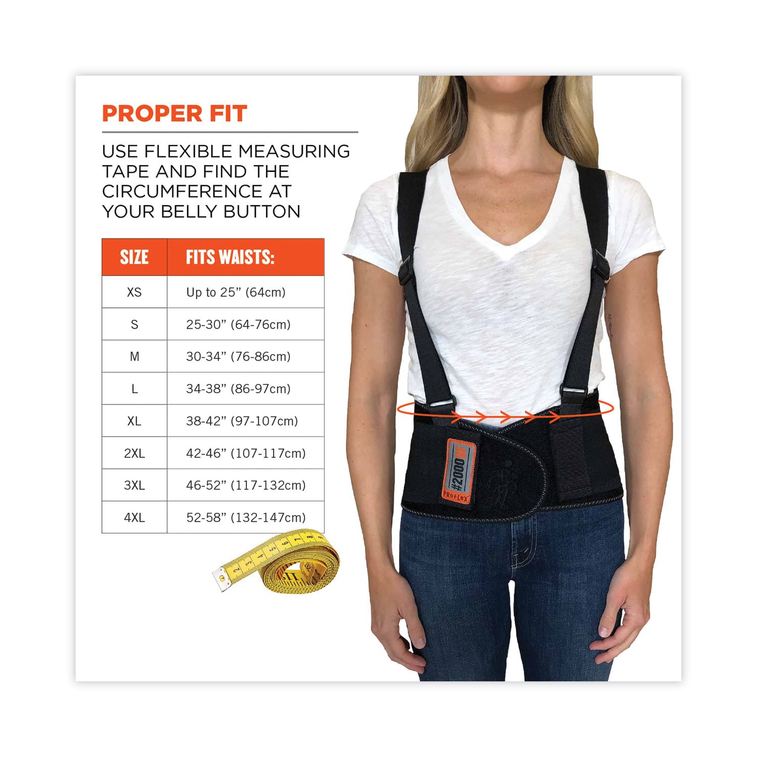 ergodyne® ProFlex 2000SF High-Performance Spandex Back Support Brace, 4X-Large, 52" to 58" Waist, Black