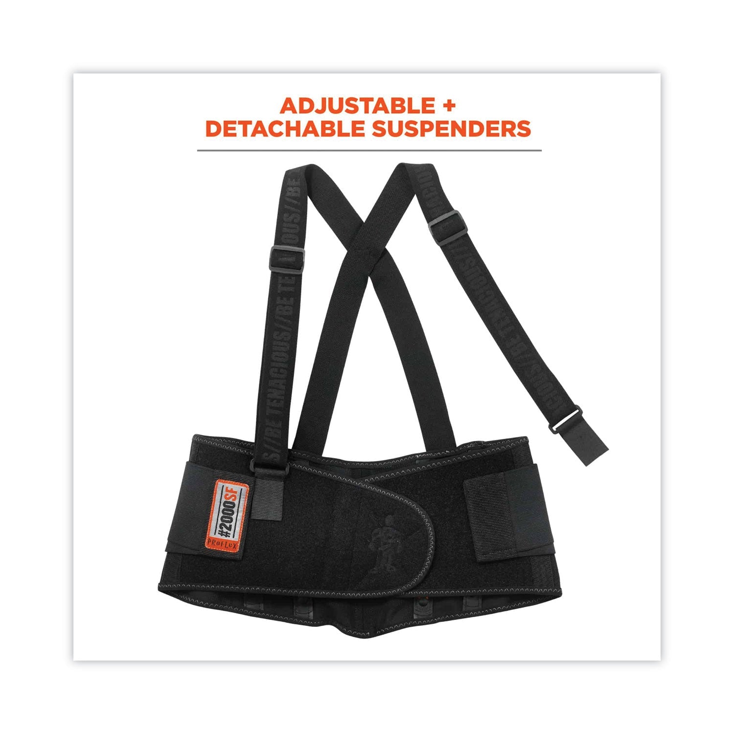 ergodyne® ProFlex 2000SF High-Performance Spandex Back Support Brace, 4X-Large, 52" to 58" Waist, Black