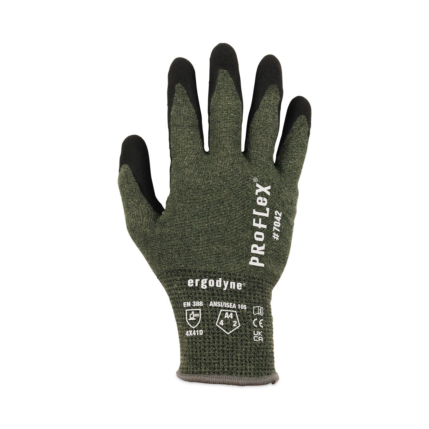 ergodyne® ProFlex 7042 ANSI A4 Nitrile-Coated CR Gloves, Green, Small, 12 Pairs/Pack