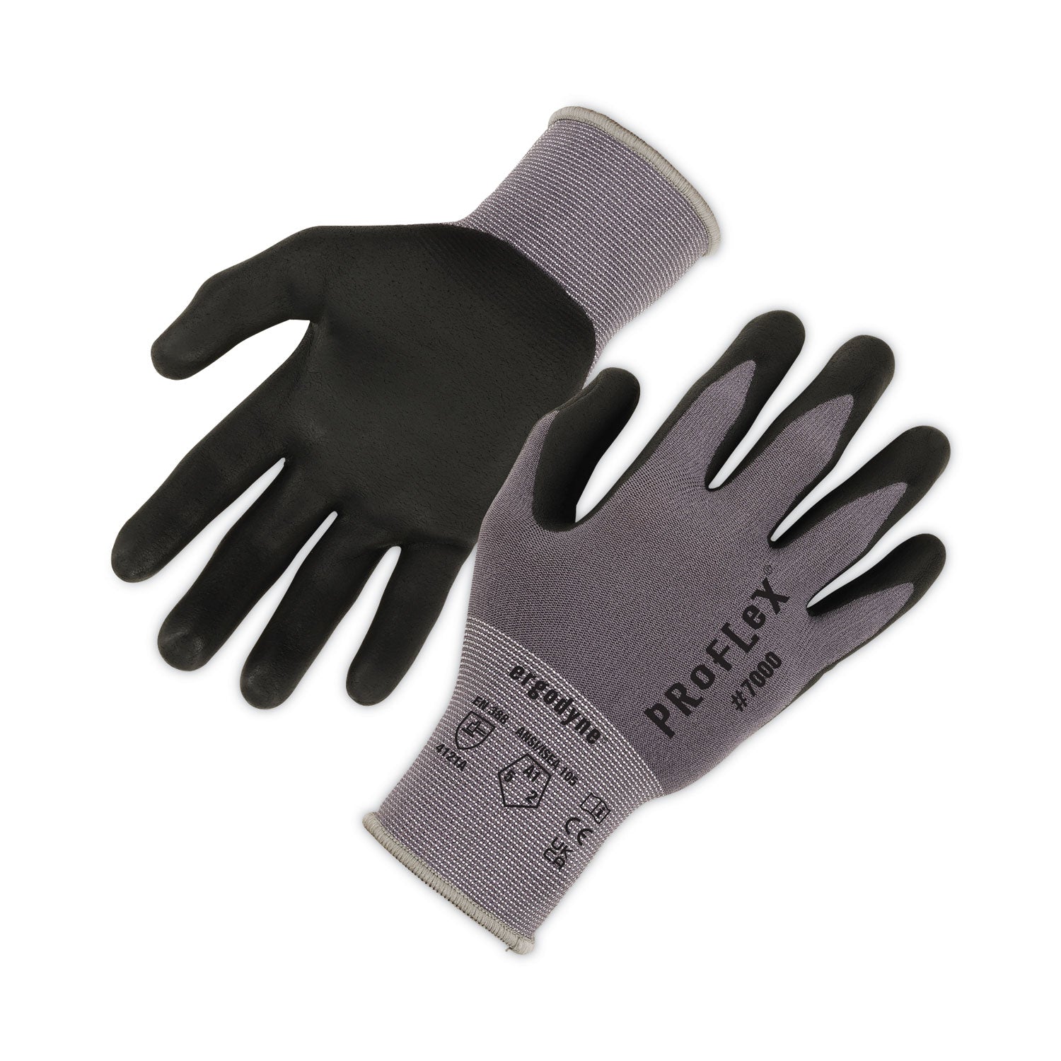 ergodyne® ProFlex 7000 Nitrile-Coated Gloves Microfoam Palm, Gray, Small, 12 Pairs/Pack