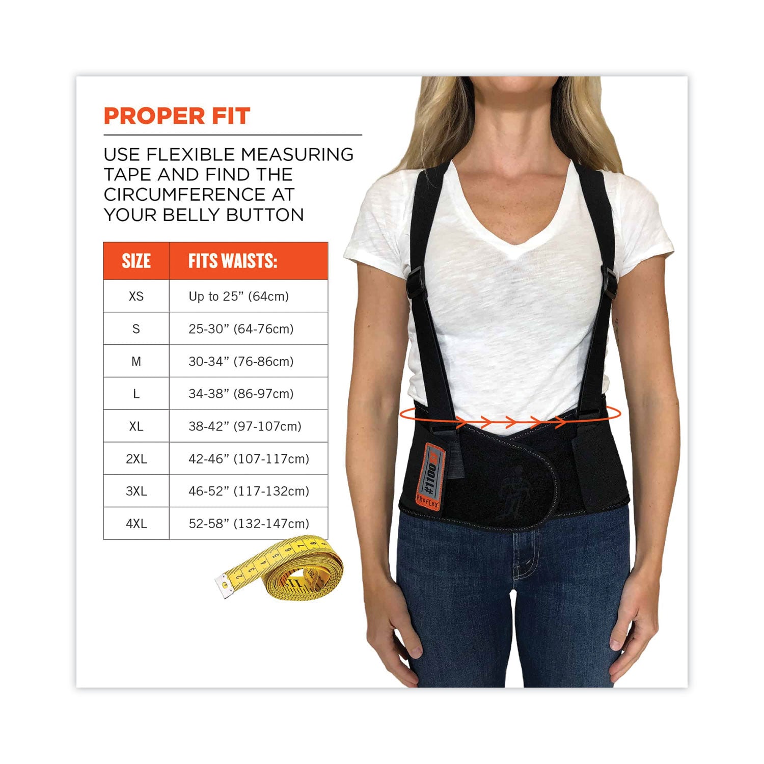 ergodyne® ProFlex 1100SF Standard Spandex Back Support Brace, Small, 25" to 30" Waist, Black