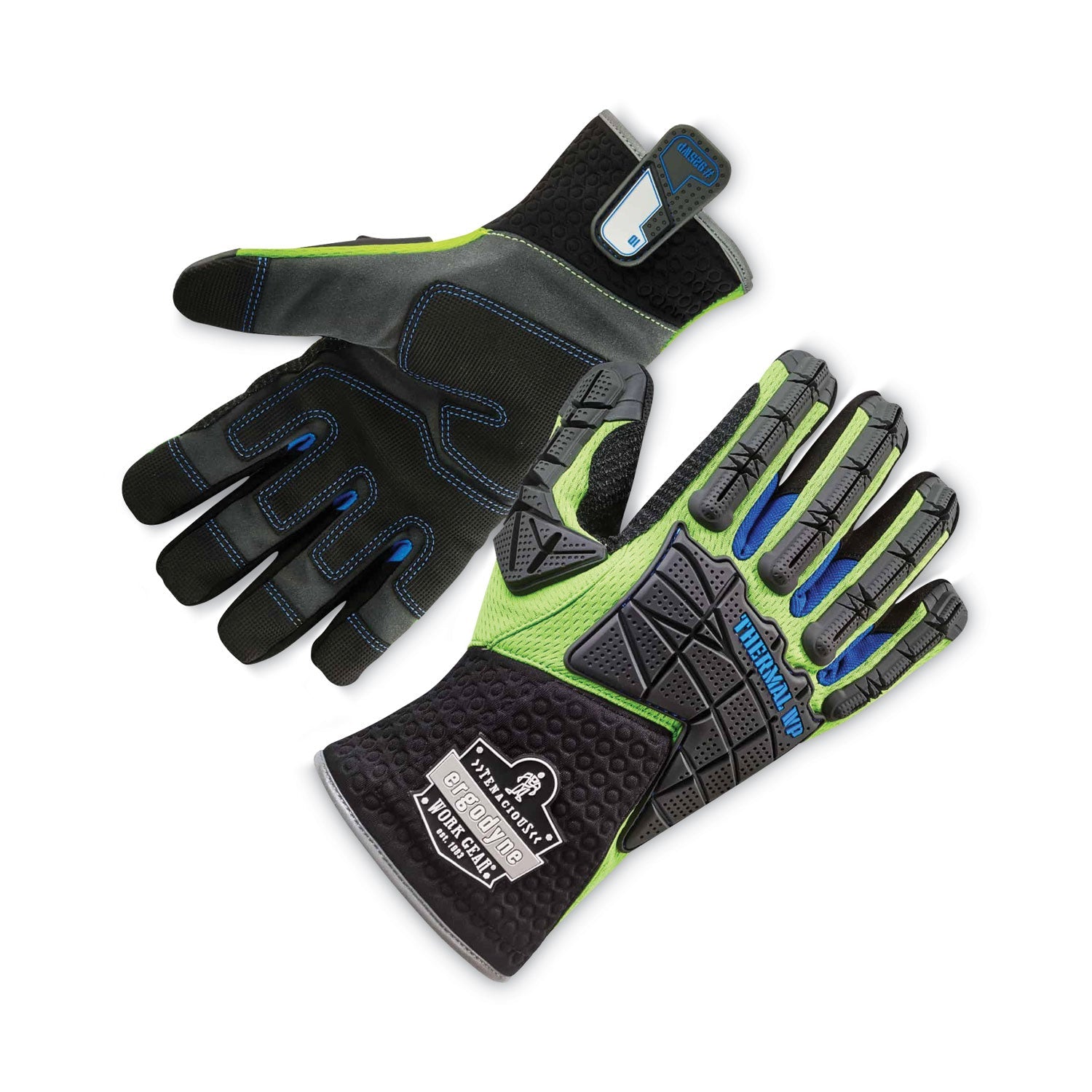 ergodyne® ProFlex 925WP Performance Dorsal Impact-Reduce Thermal Waterproof Glove, Black/Lime, Medium, Pair