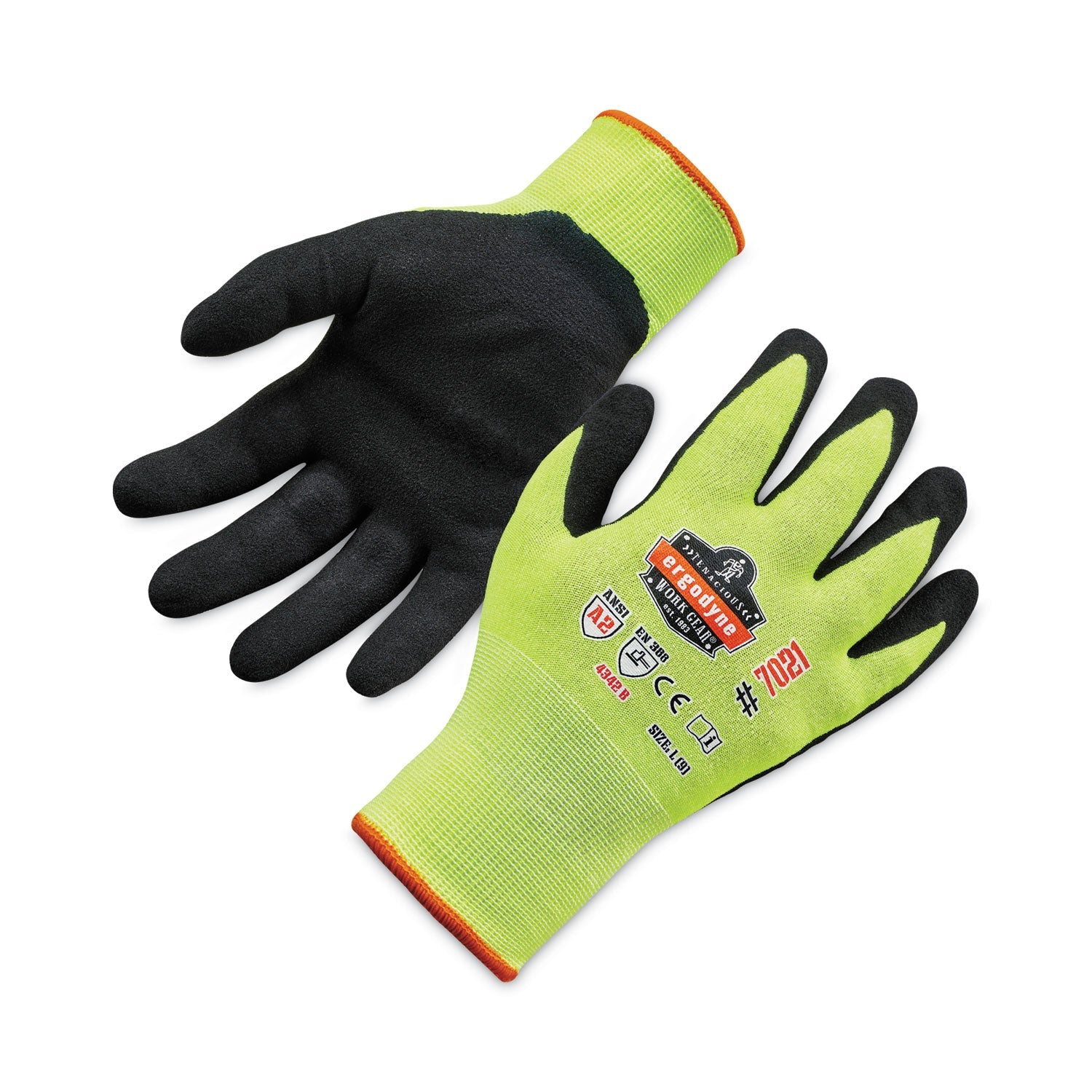 Hi-Vis Nitrile CR Gloves | ProFlex 7021 Large Lime