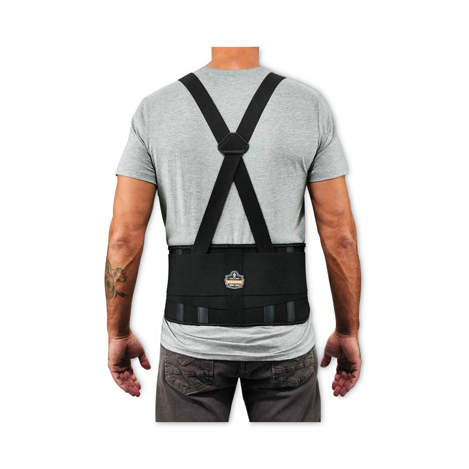 ergodyne® ProFlex 1625 Elastic Back Support Brace, Large, 34" to 38" Waist, Black - Bloom Skins