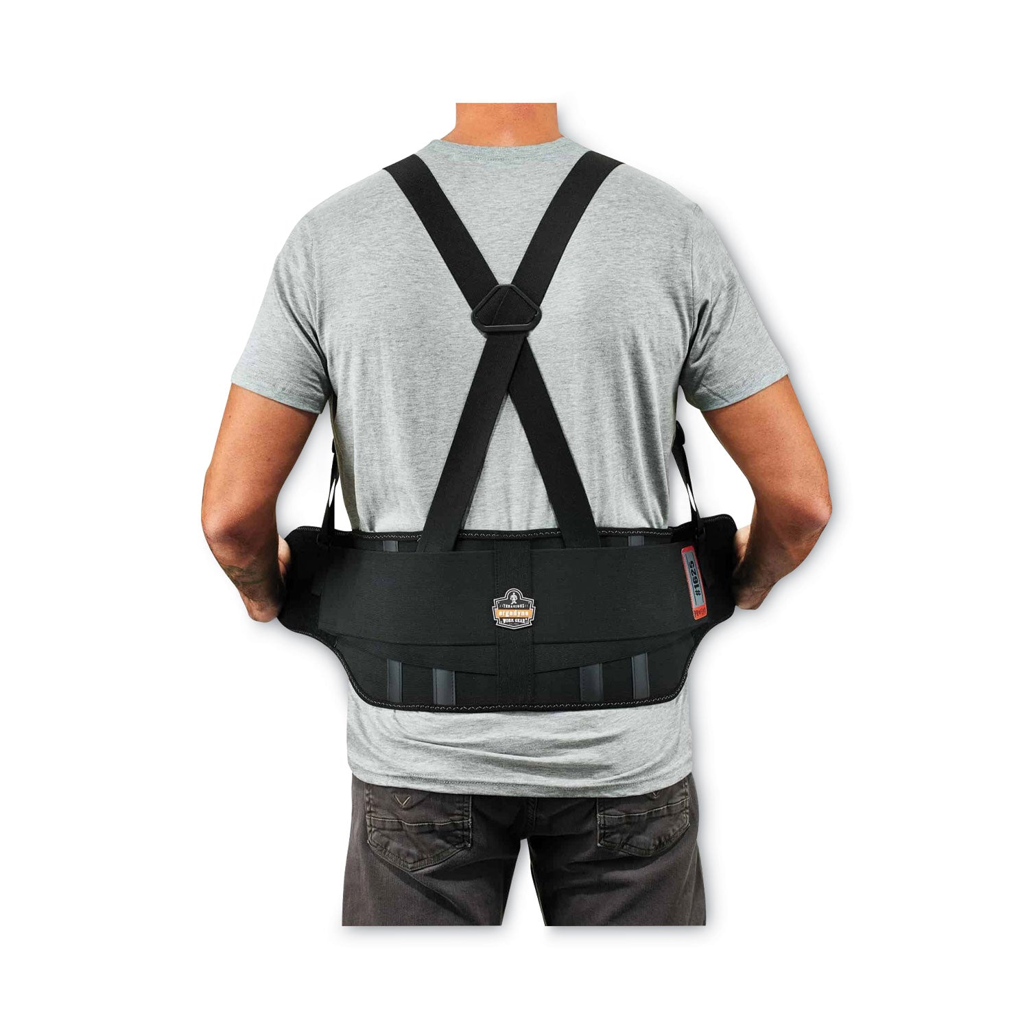 ergodyne® ProFlex 1625 Elastic Back Support Brace, Large, 34" to 38" Waist, Black - Bloom Skins