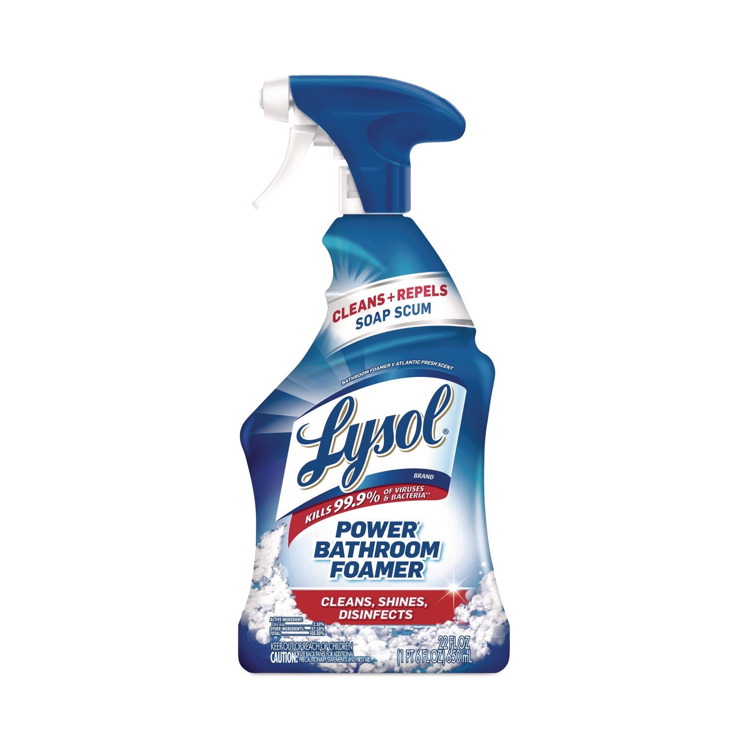 LYSOL® Brand Disinfectant Power Bathroom Foamer, Liquid, Unscented, 22 oz Trigger Spray Bottle, 6/Carton