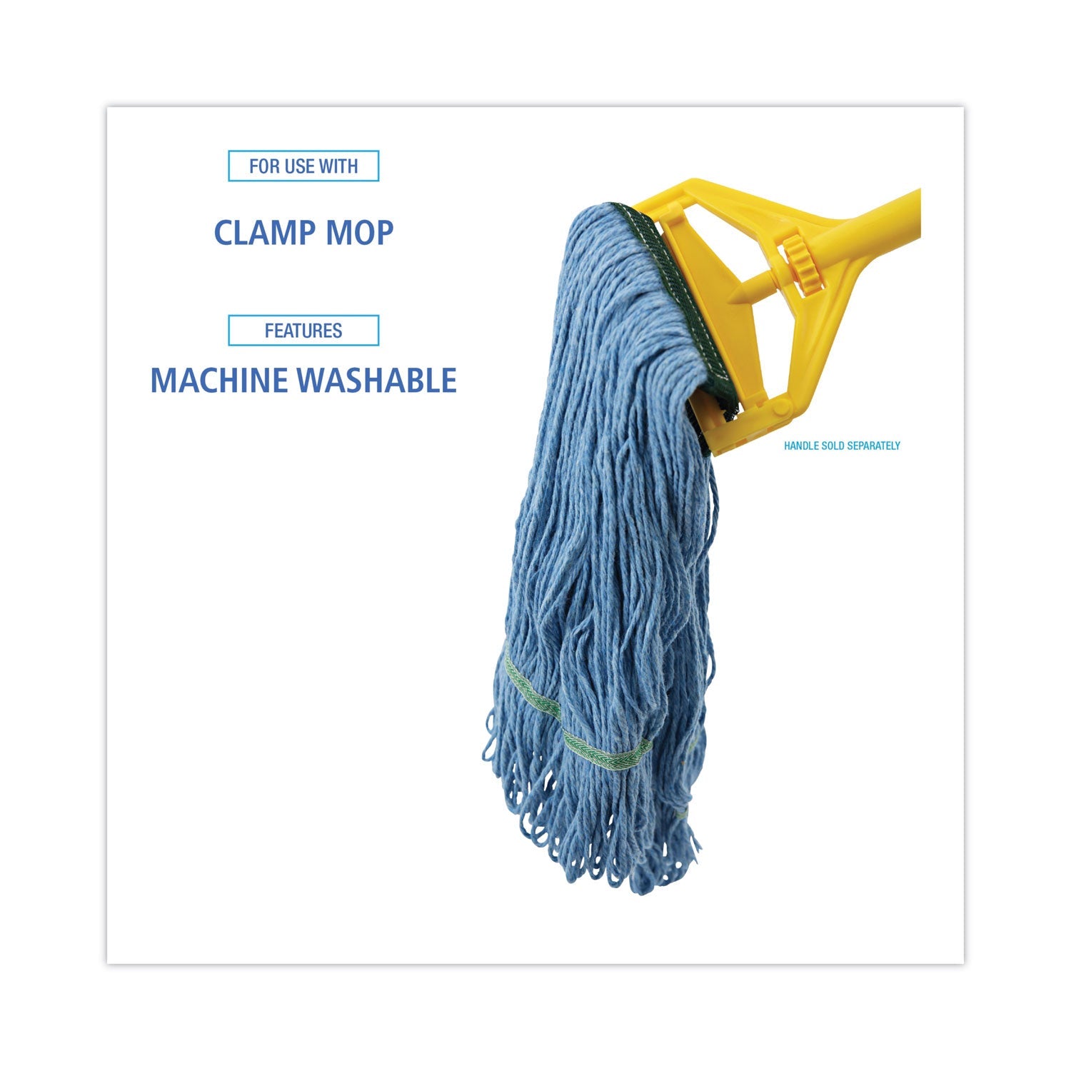 Boardwalk® Mop Head, Premium Standard Head, Cotton/rayon Fiber, Medium, Blue, 12/carton - Bloom Skins