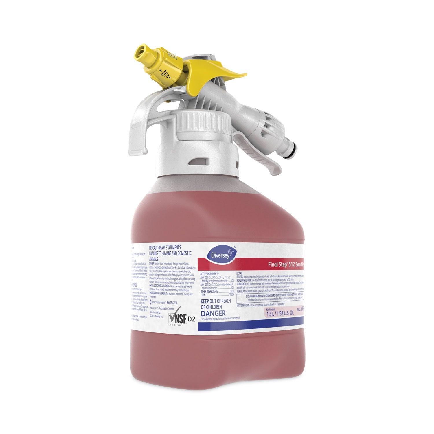 Diversey™ Final Step 512 Sanitizer, Red, 1.5 L RTD Refill, 2/Carton