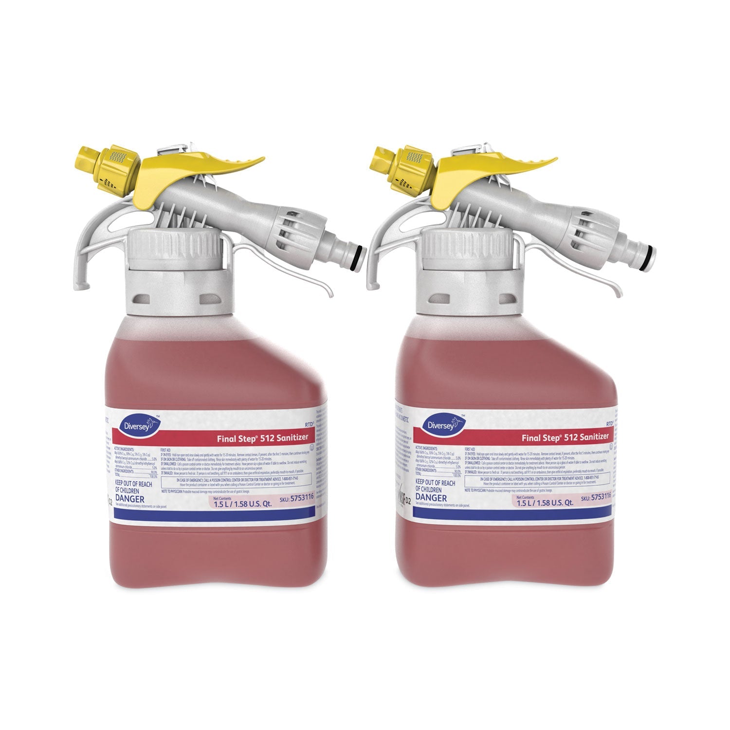 Diversey™ Final Step 512 Sanitizer, Red, 1.5 L RTD Refill, 2/Carton