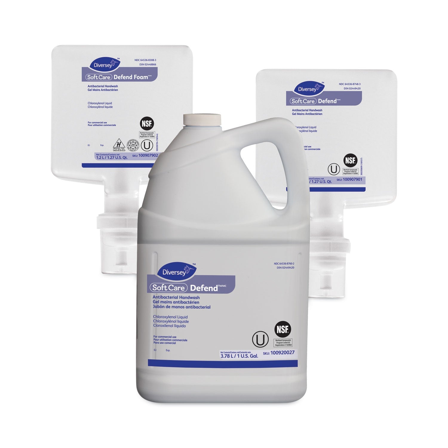 Diversey™ Soft Care Defend Handwash Refill for IntelliCare Dispensers, Fragrance-Free, 1.2 L, 6/Carton