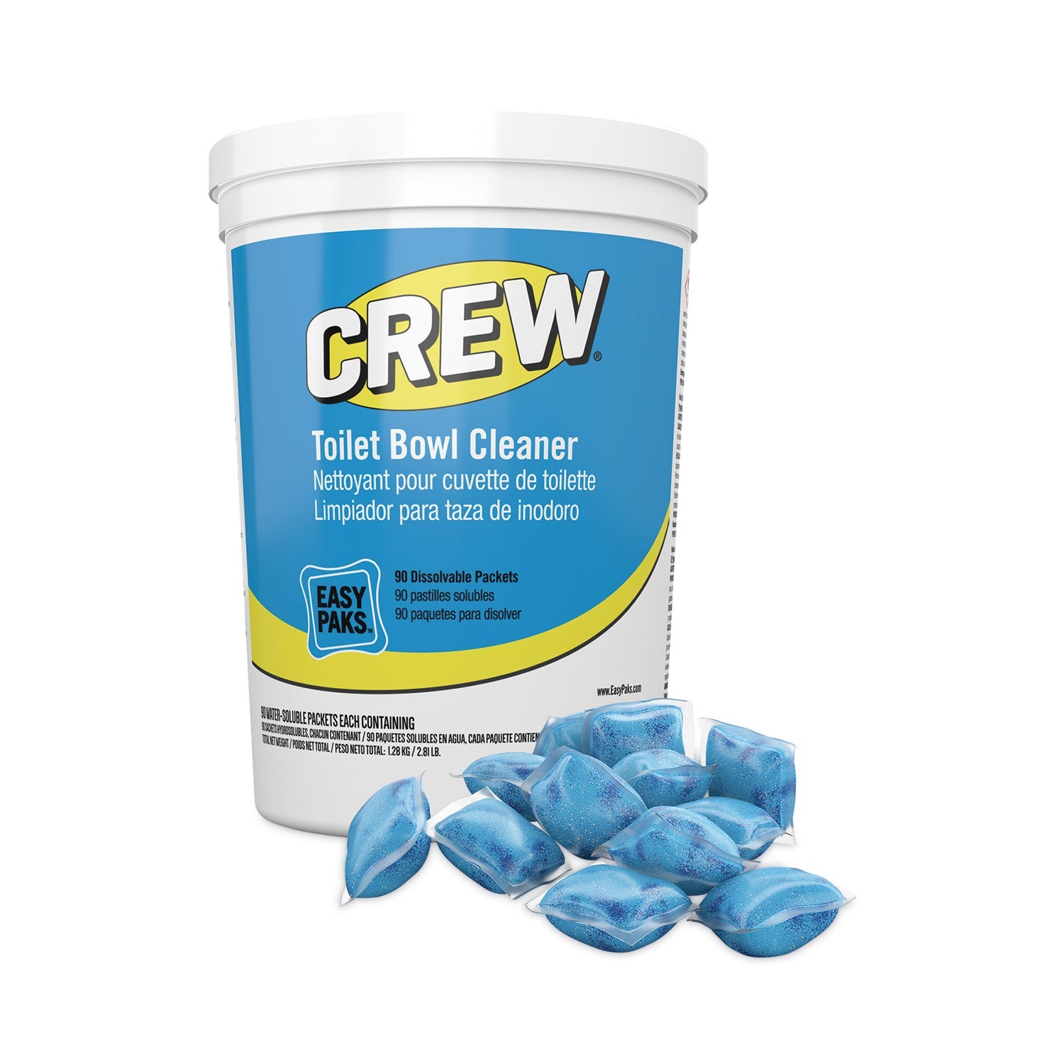 Diversey™ Crew Easy Paks Toilet Bowl Cleaner, Fresh Floral Scent, 0.5 Oz Packet, 90 Packets/tub, 2 Tubs/carton