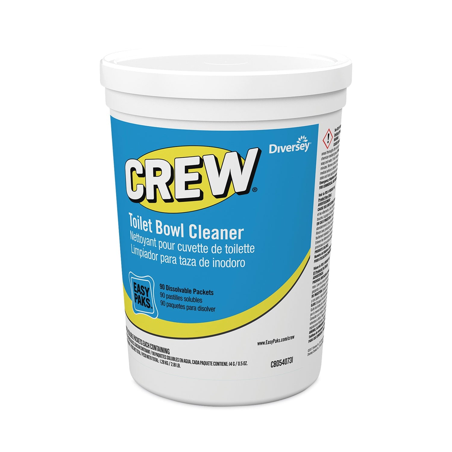 Diversey™ Crew Easy Paks Toilet Bowl Cleaner, Fresh Floral Scent, 0.5 Oz Packet, 90 Packets/tub, 2 Tubs/carton