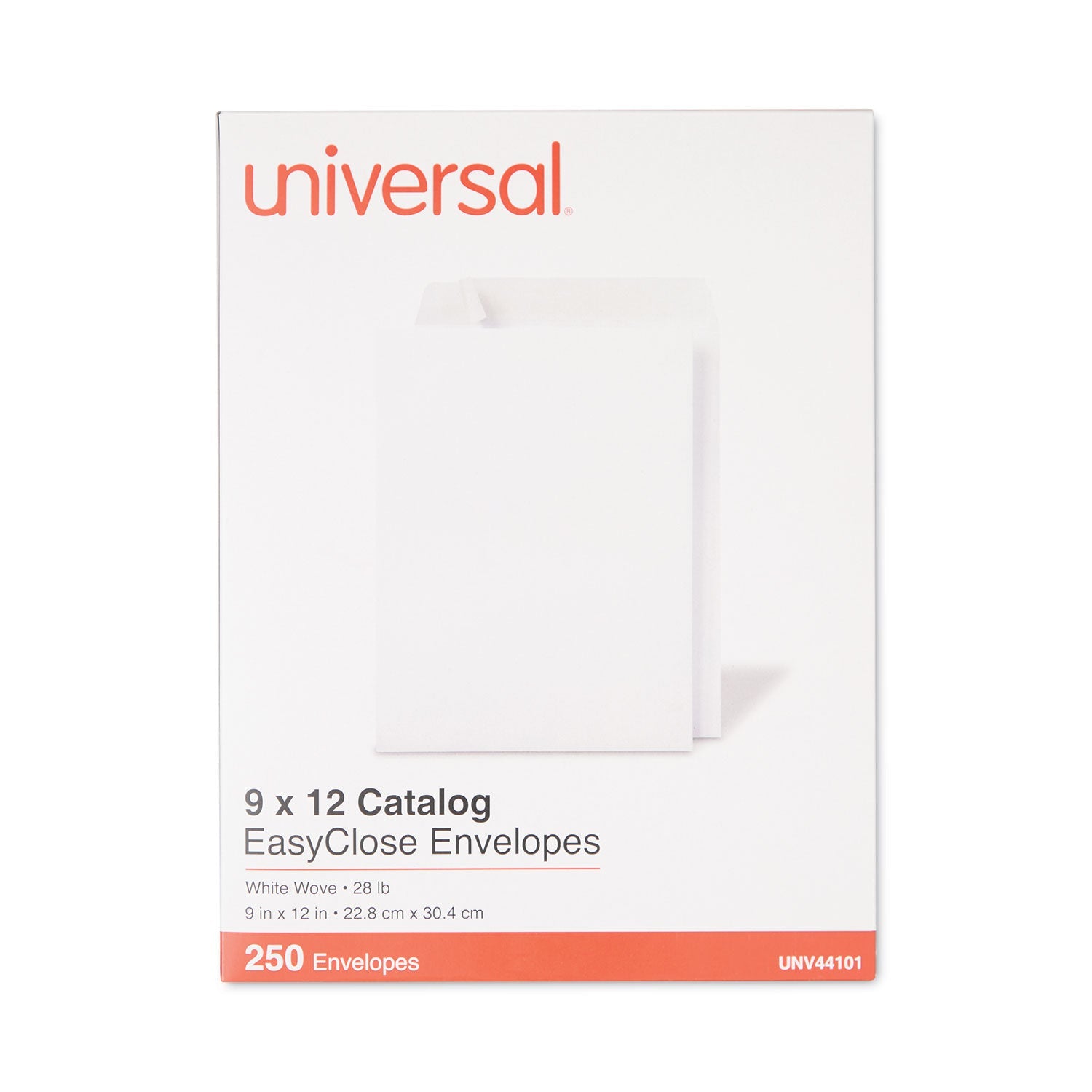 Universal® EasyClose Catalog Envelope, #10 1/2, Square Flap, Self-Adhesive Closure, 9 x 12, White, 250/Box