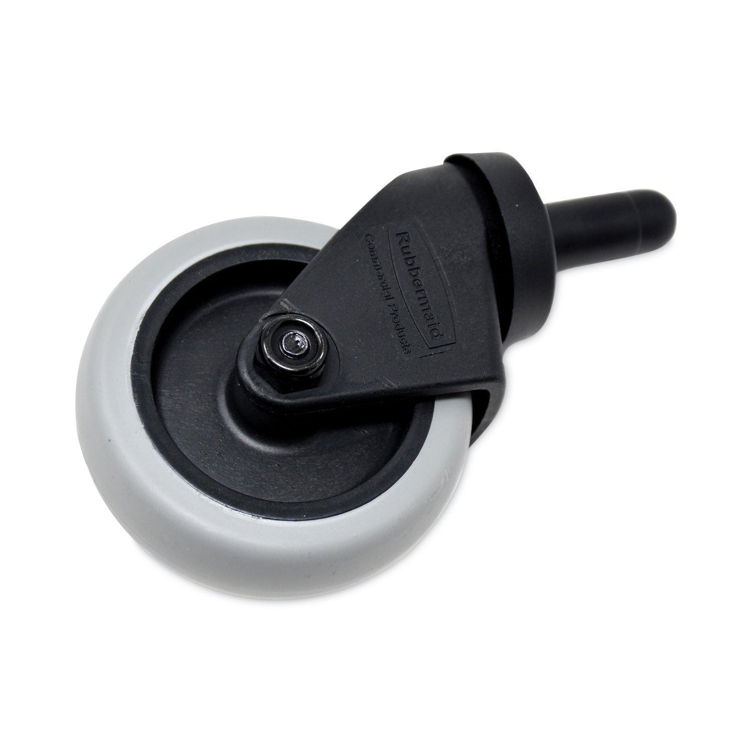 Rubbermaid® Commercial Replacement Bayonet-Stem Swivel Casters, Grip Ring Stem, 3" Soft Rubber Wheel, Black