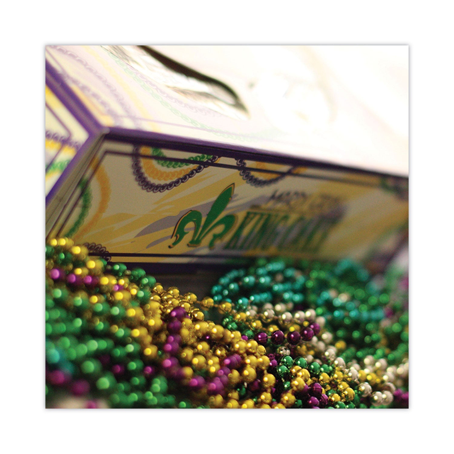 SCT® Mardi Gras King Cake Window Boxes, 19 x 14 x 3.5, Green/Purple/White, Paper, 50/Carton - Bloom Skins