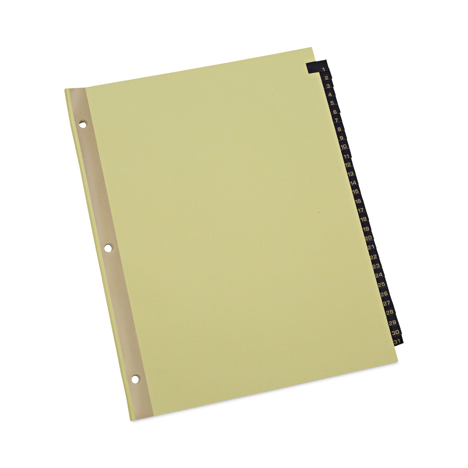 Universal® Deluxe Preprinted Simulated Leather Tab Dividers With Gold Printing, 31-Tab, 1 To 31, 11 X 8.5, Buff, 1 Set