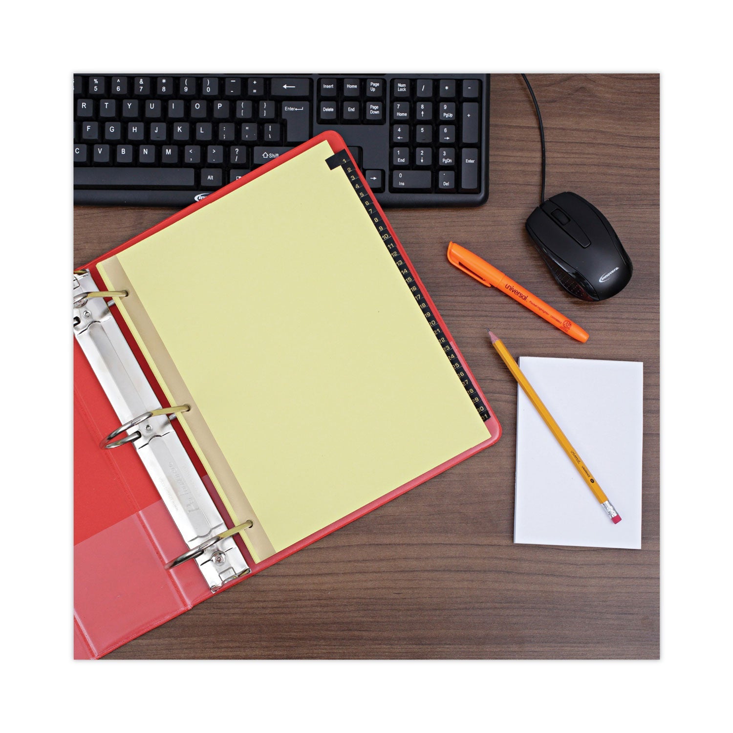 Universal® Deluxe Preprinted Simulated Leather Tab Dividers With Gold Printing, 31-Tab, 1 To 31, 11 X 8.5, Buff, 1 Set