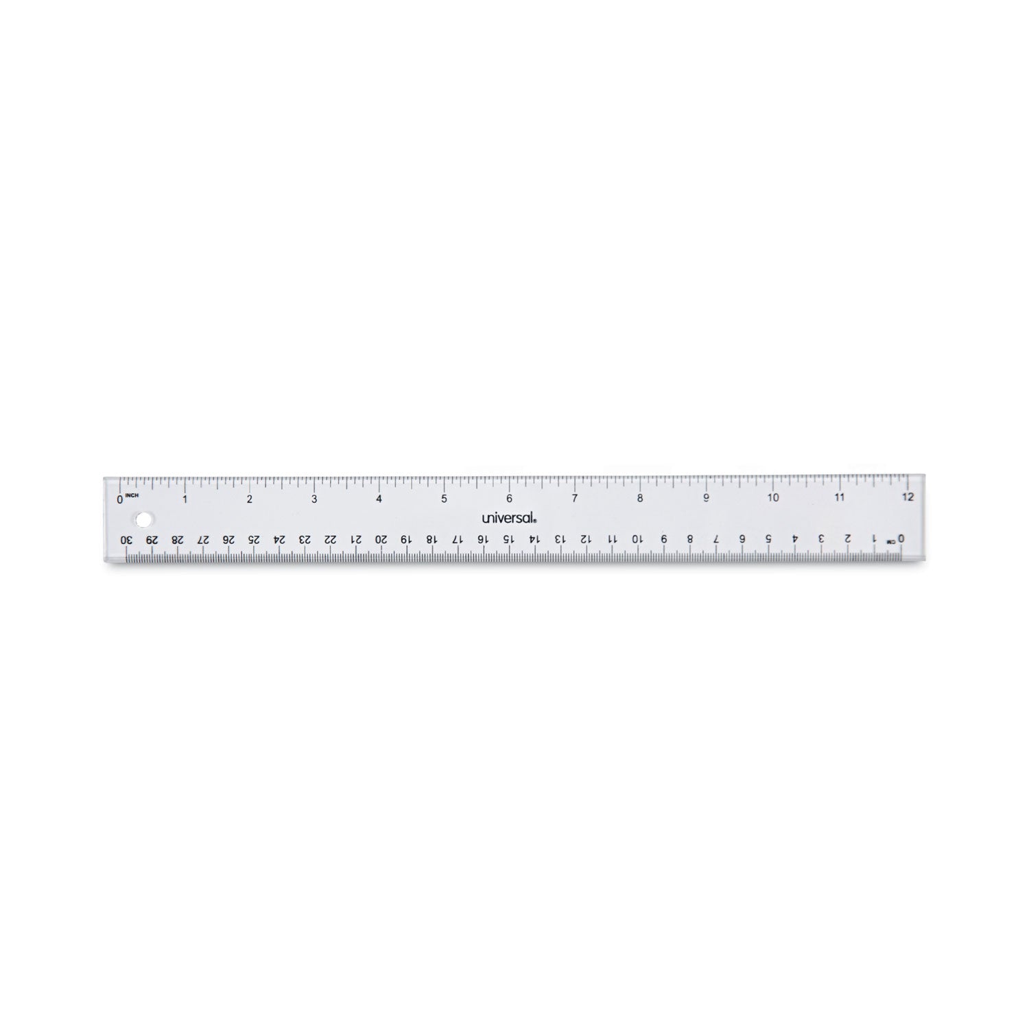 Universal® Clear Plastic Ruler, Standard/metric, 12" Long, Clear