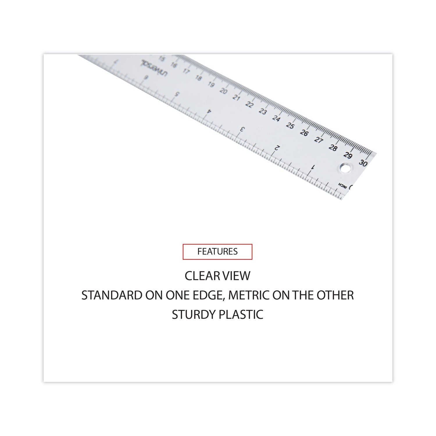 Universal® Clear Plastic Ruler, Standard/metric, 12" Long, Clear
