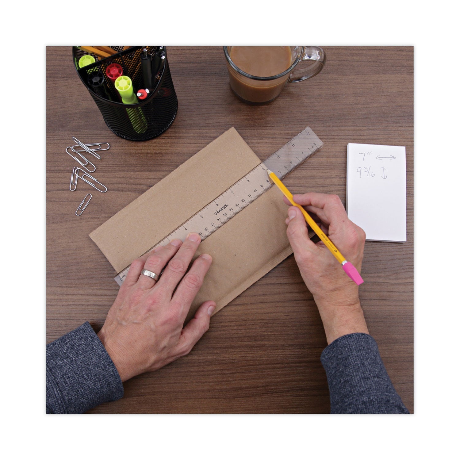 Universal® Clear Plastic Ruler, Standard/metric, 12" Long, Clear