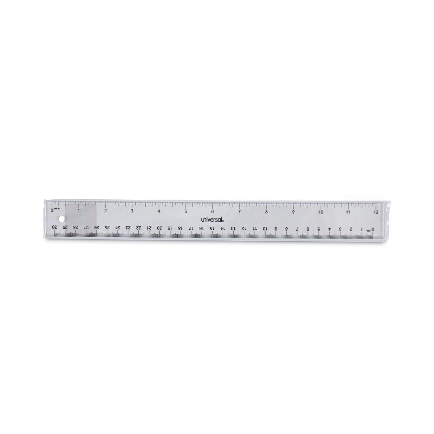 Universal® Clear Plastic Ruler, Standard/metric, 12" Long, Clear