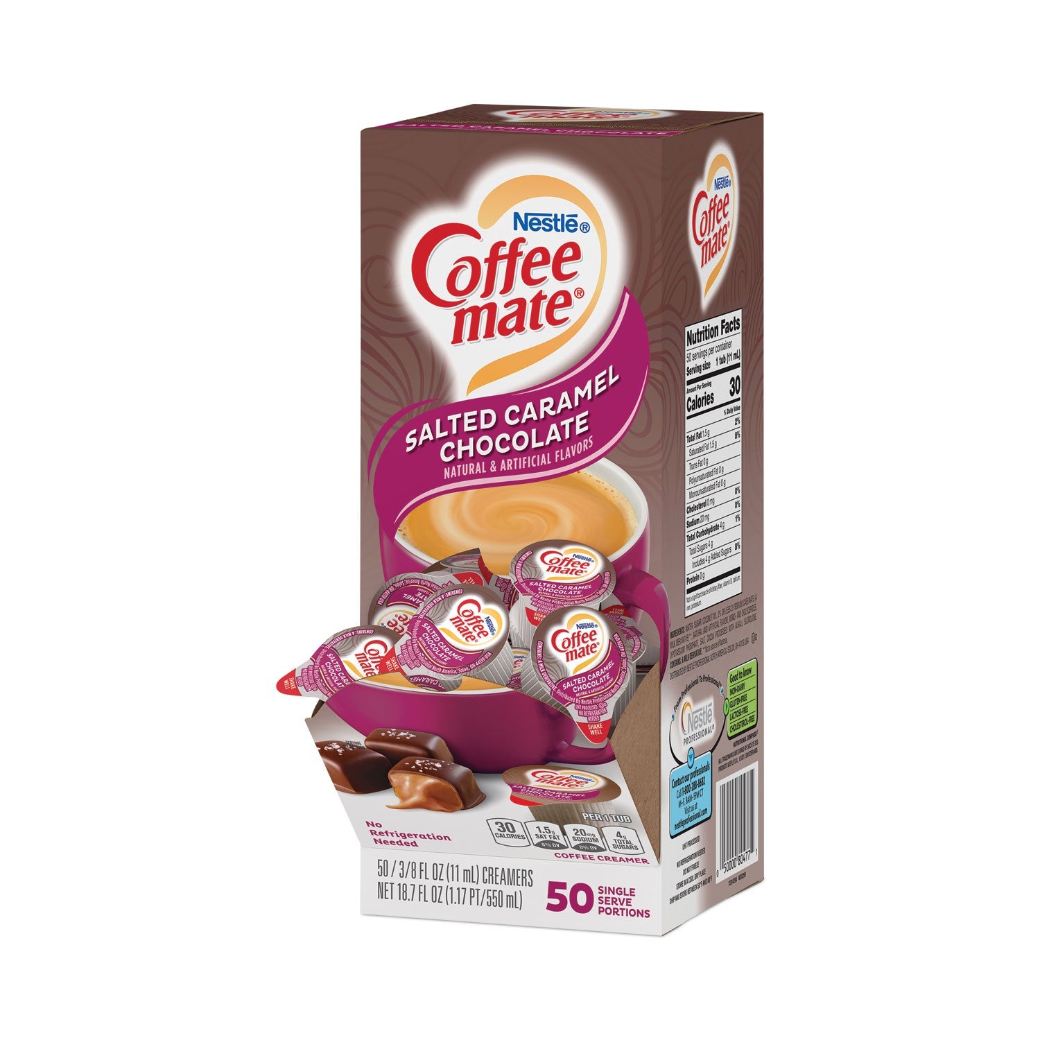 Coffee mate® Liquid Coffee Creamer, Salted Caramel Chocolate, 0.38 Oz Mini Cups, 50/box