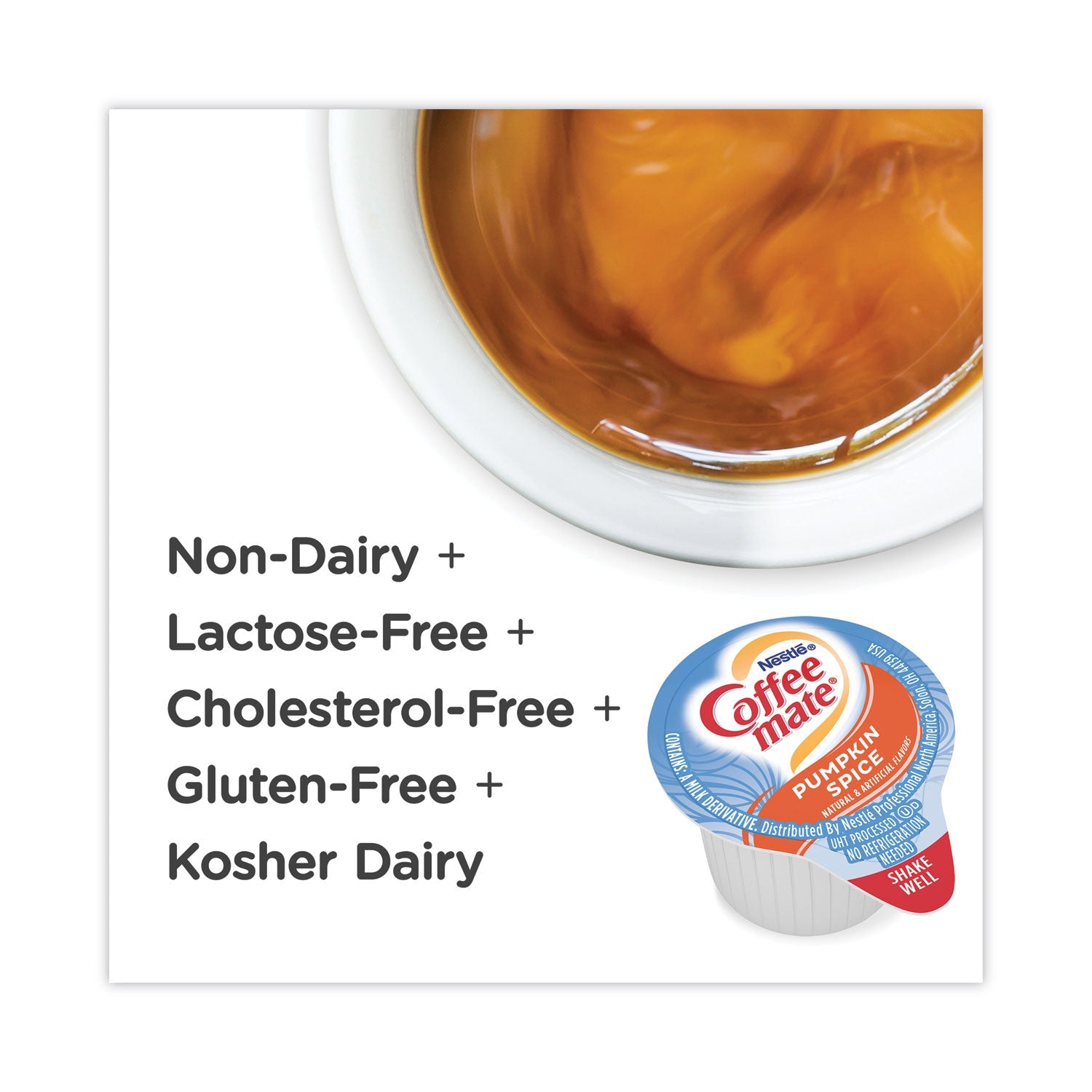Coffee mate® Liquid Coffee Creamer, Pumpkin Spice, 0.38 oz Mini Cups, 50/Box, 4 Boxes/Carton